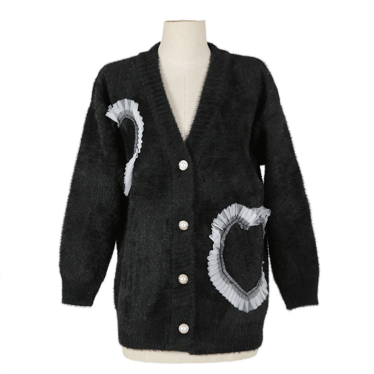 Lace Trim Hearts Cardigan