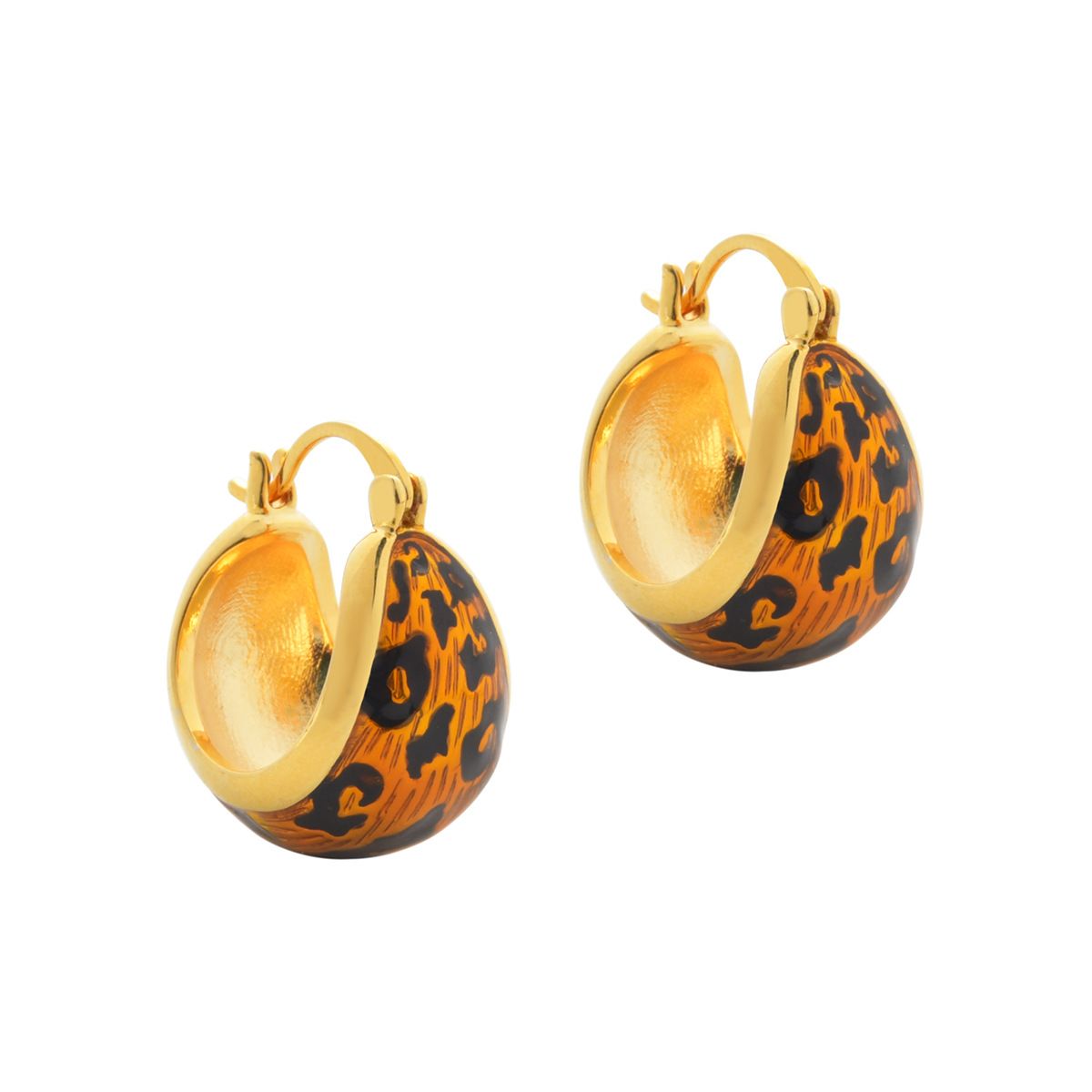 Gold Leopard Print Hoop Earrings