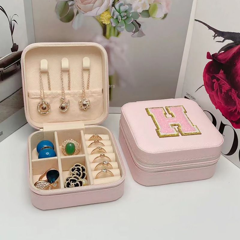 Pink Jewellery Organiser Box with Letter ''H'' Detail