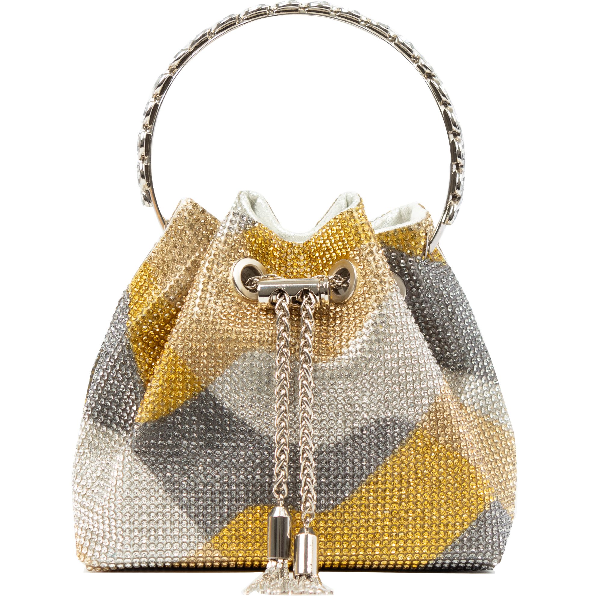 Grey and Gold Rhinestone Evening Handbag