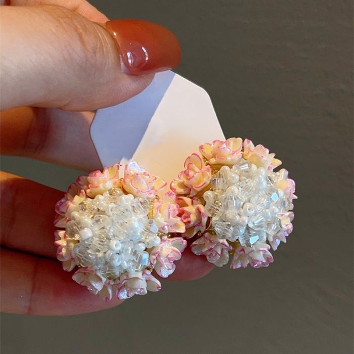 Boho Chic Beaded Flower Earrings