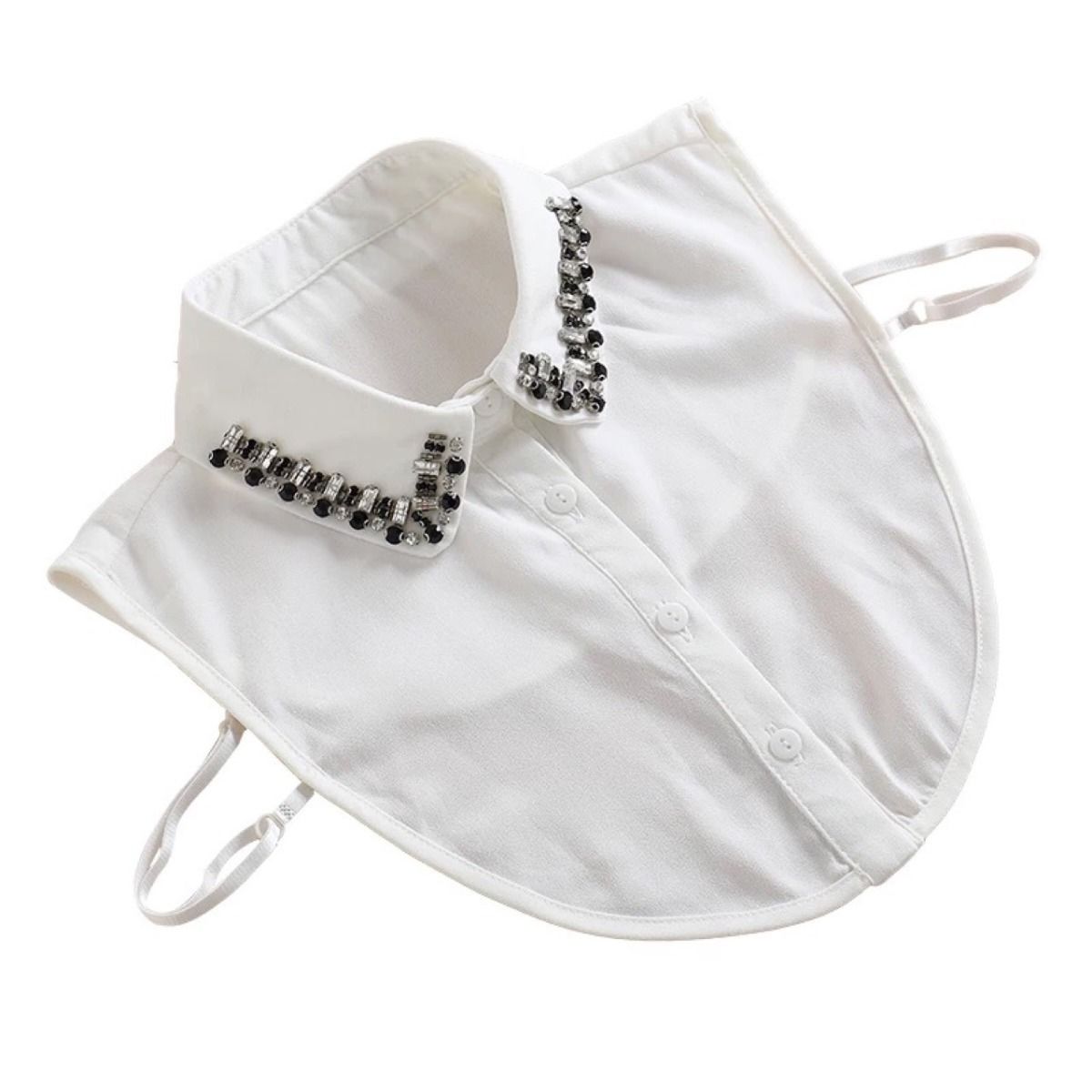 Black Rhinestone Embellished Detachable Collar