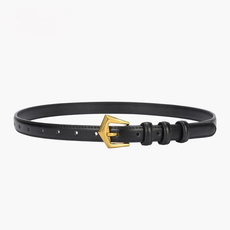 Sleek Belt with Gold Tone Buckle