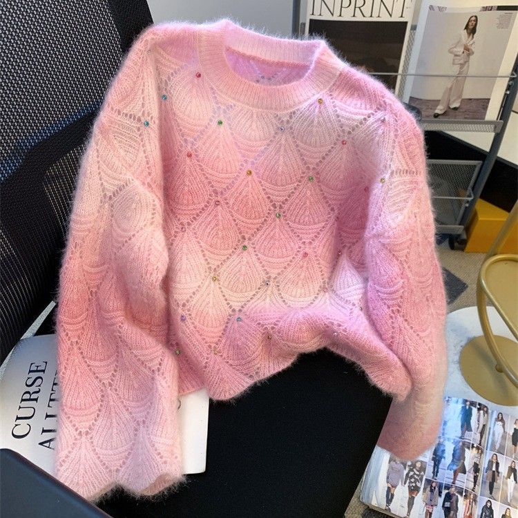 Lush Ombre Sweater with Delicate Jewel Accents