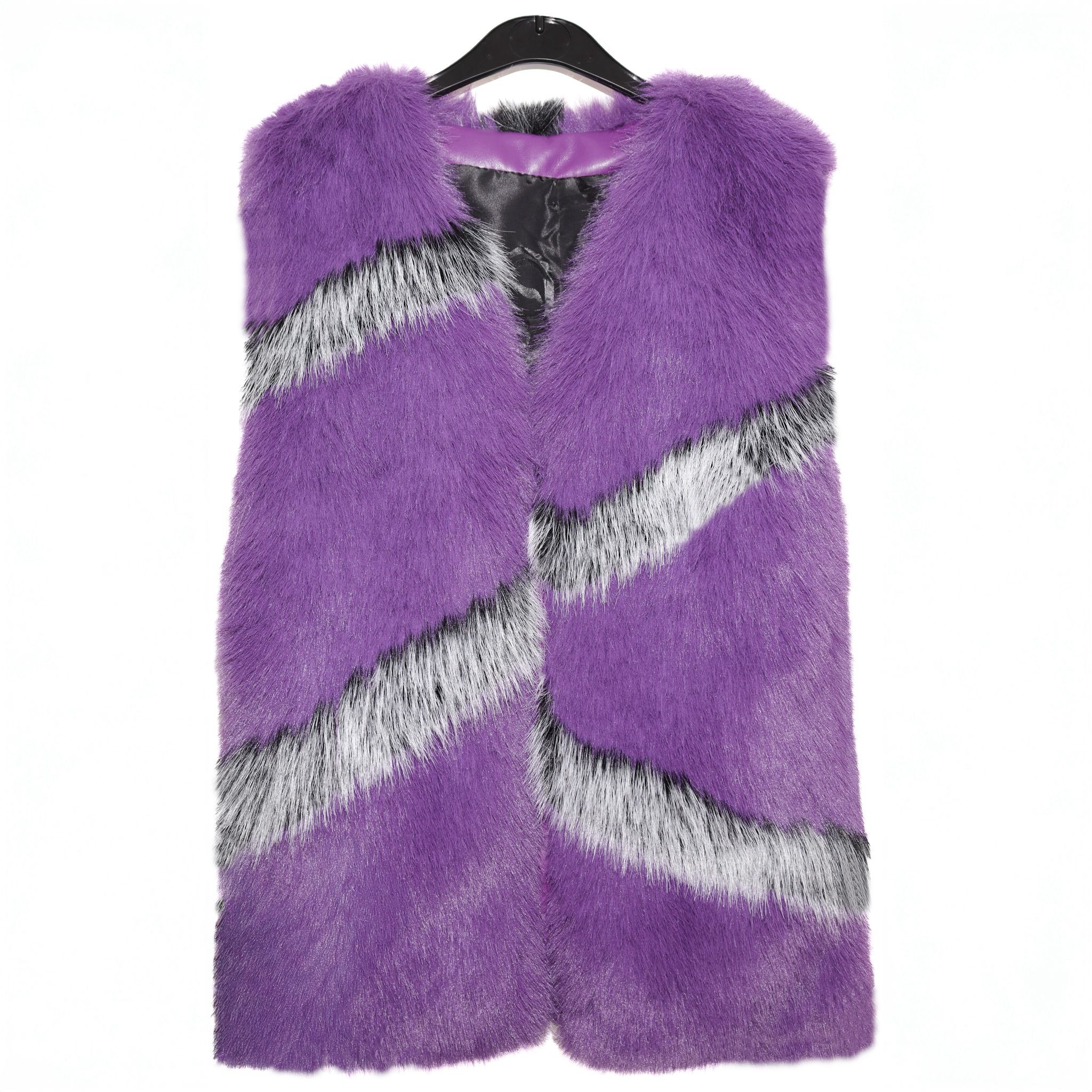 Faux Fur Vest with Crystals Buttons