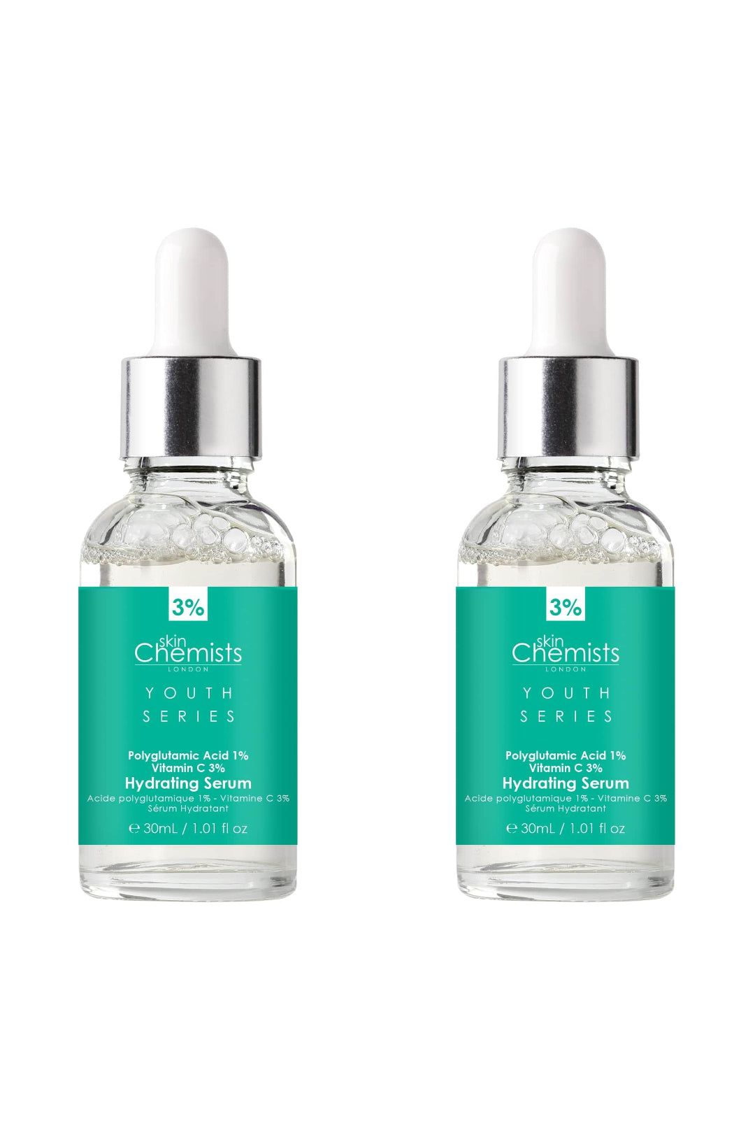 Youth Series Hydrating Serum Polyglutamic Acid 1%, Vitamin C 3% 30ml x 2 Duo Pack