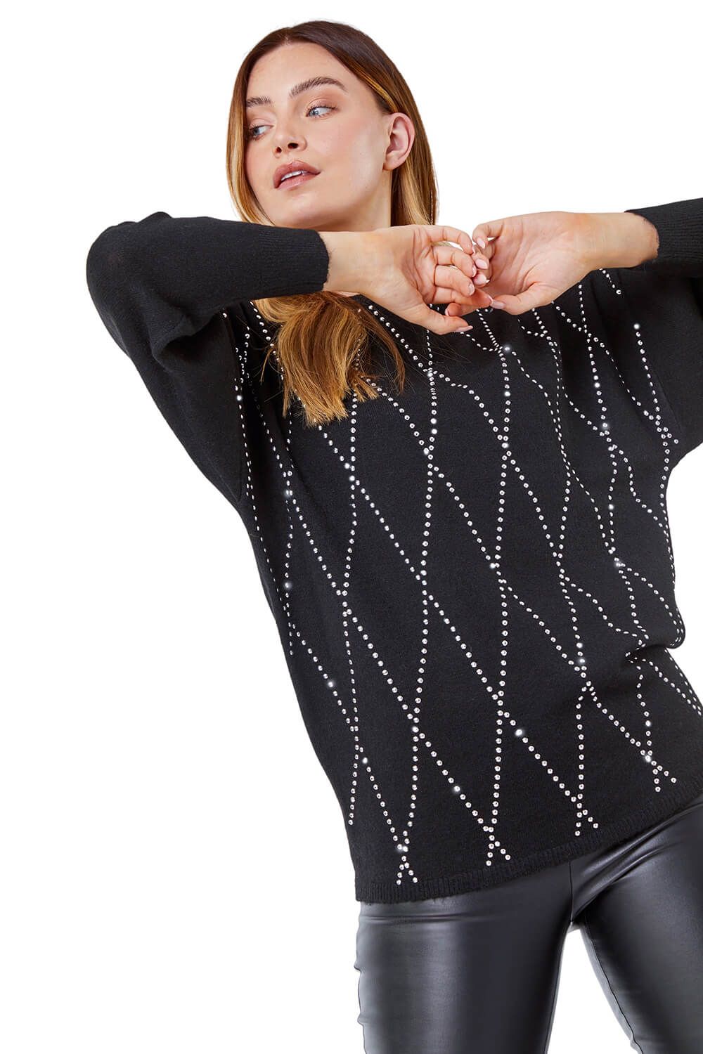 Batwing Sleeve Embellished Jumper