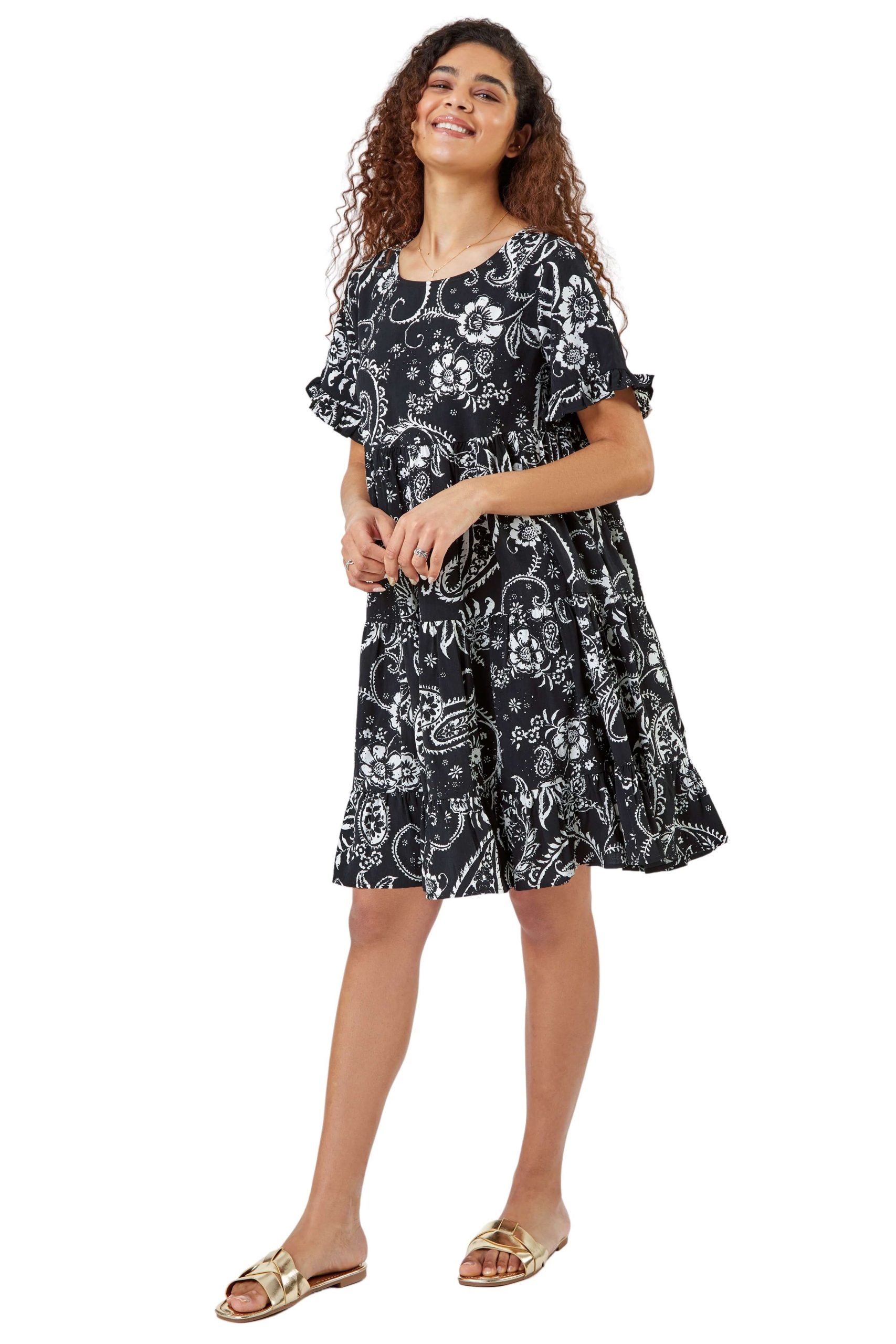 Paisley Floral Tiered Smock Dress