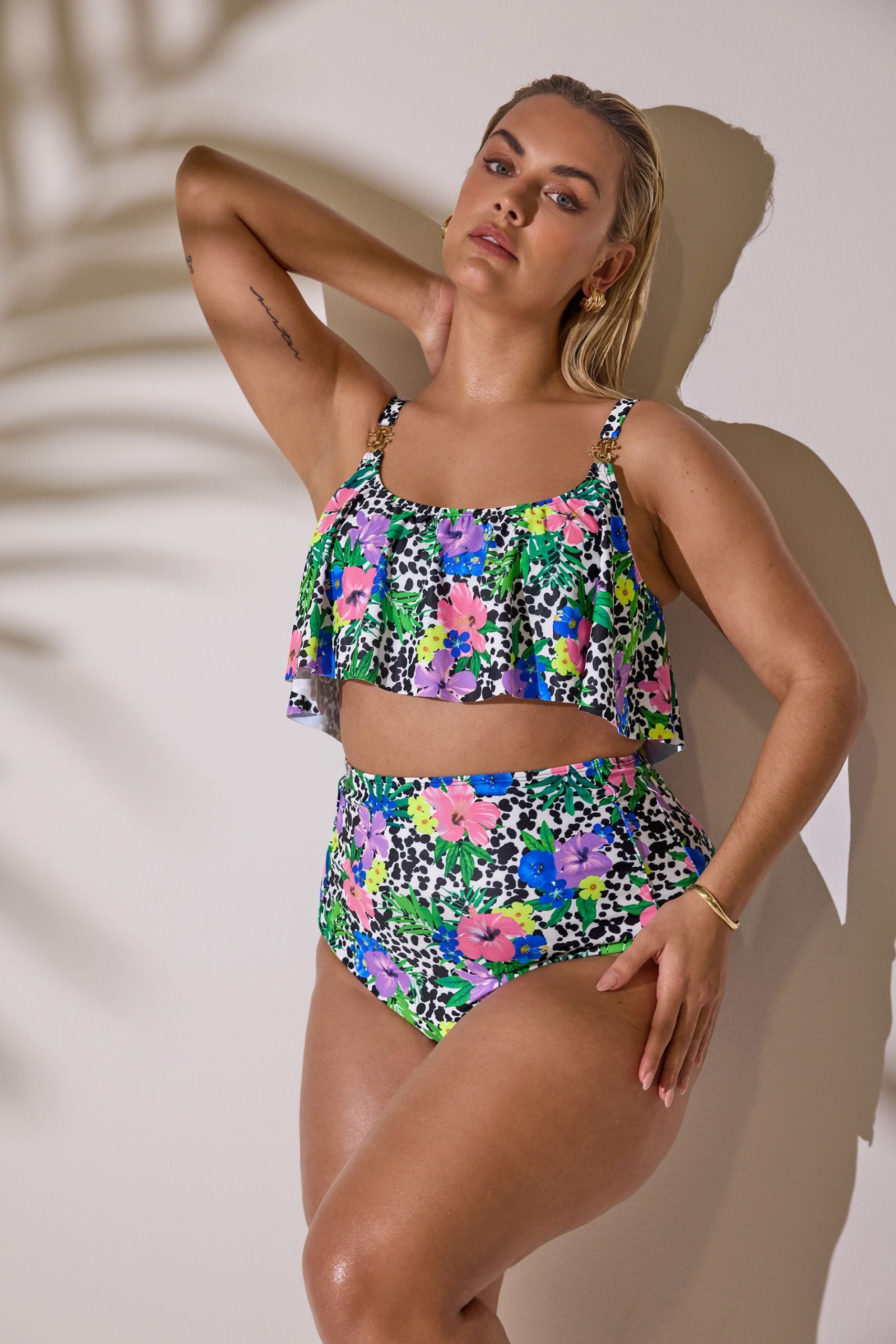 Floral Dalmatian Print Bikini Top