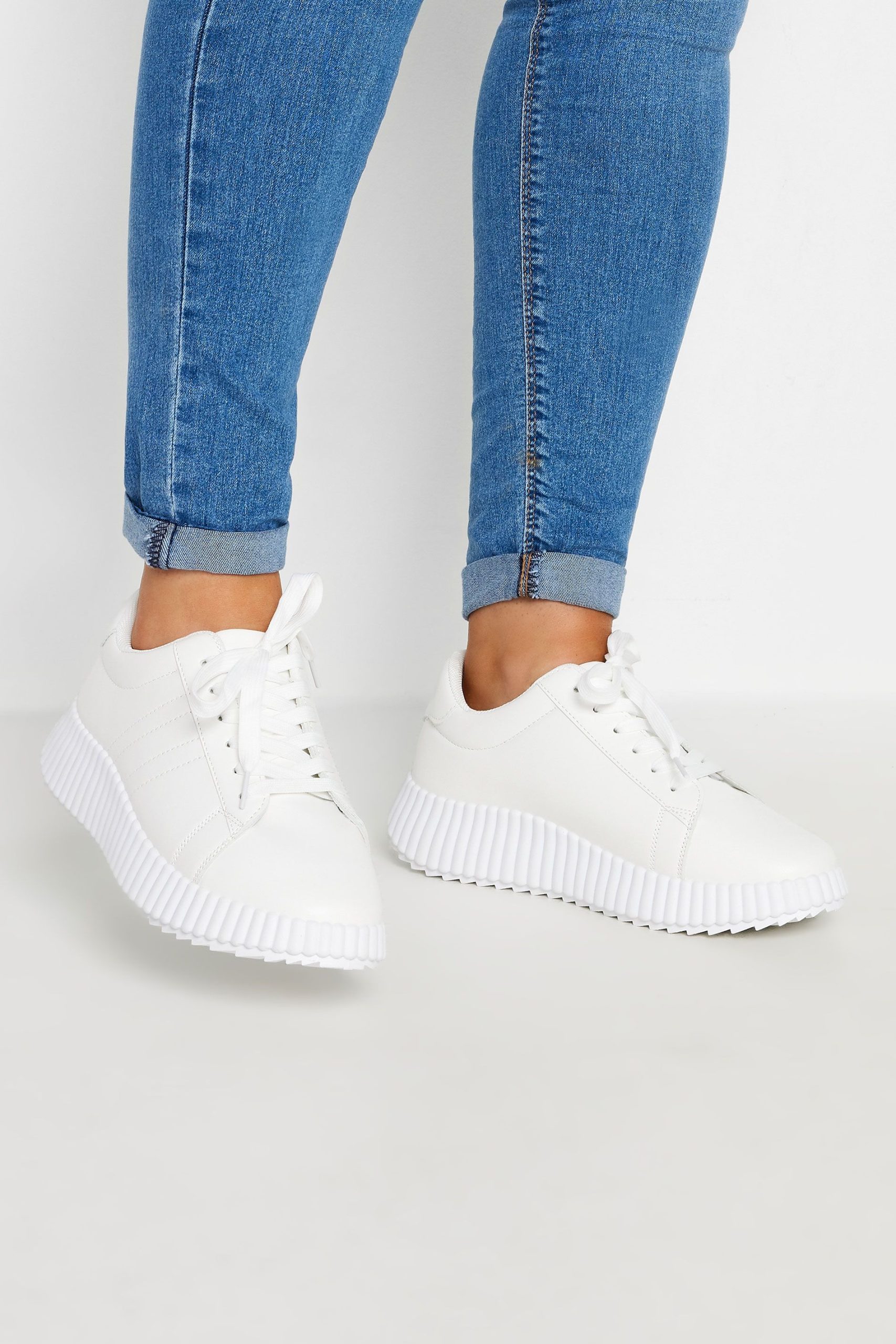 Extra Wide Fit Ribbed Platform Trainers
