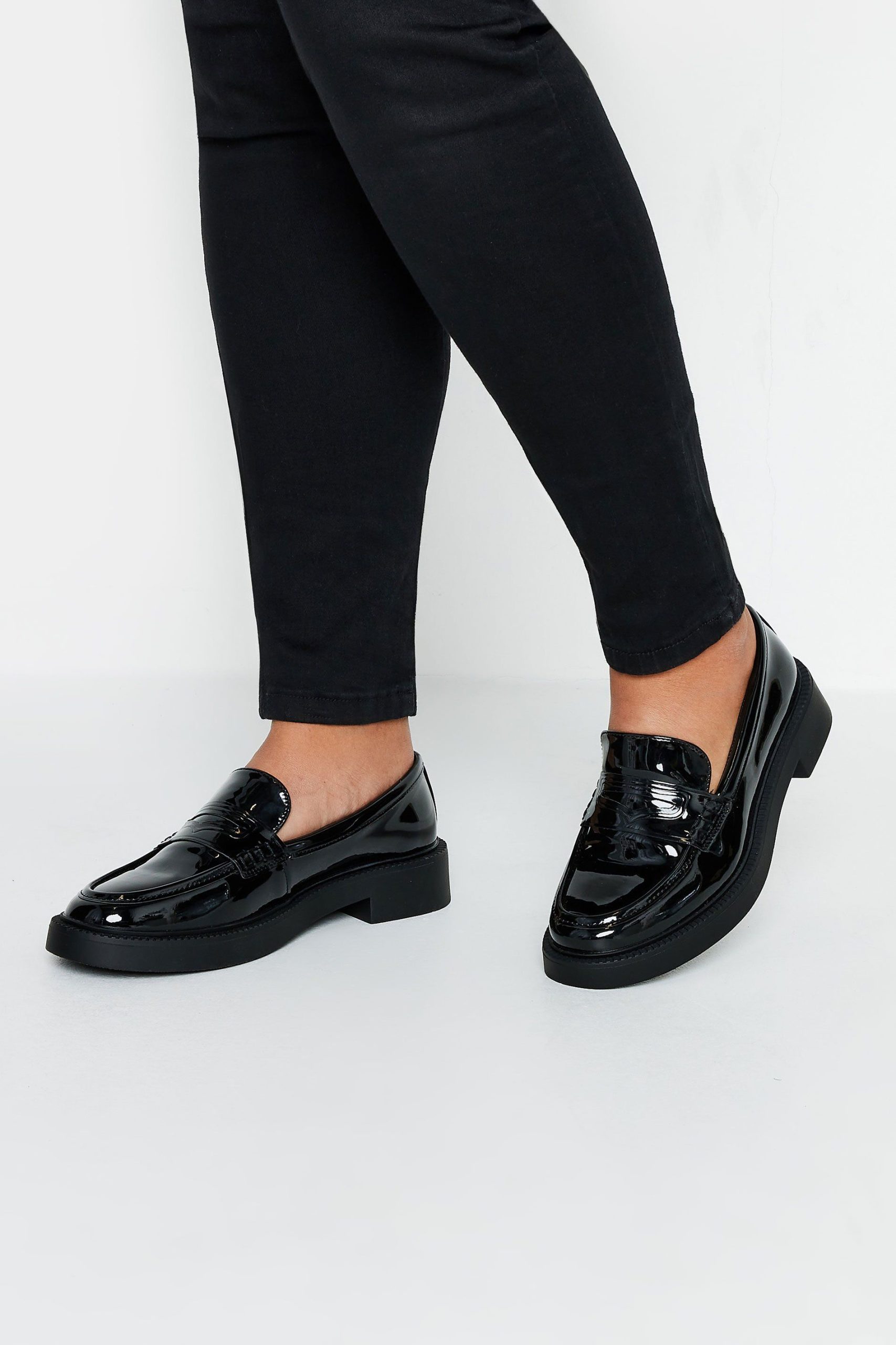 Patent Chunky Loafers In Wide Fit