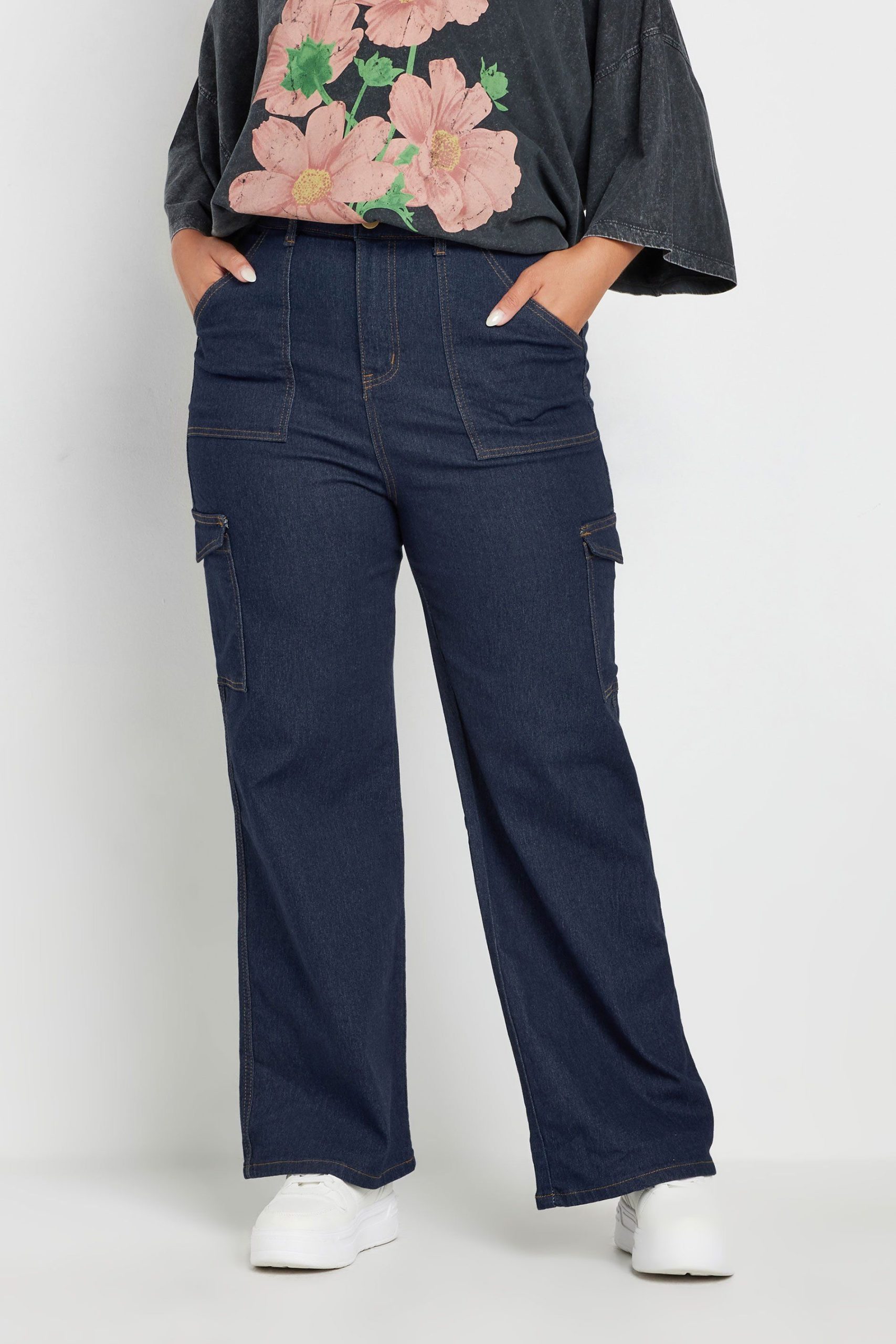 Cargo Pocket Straight Leg Jeans