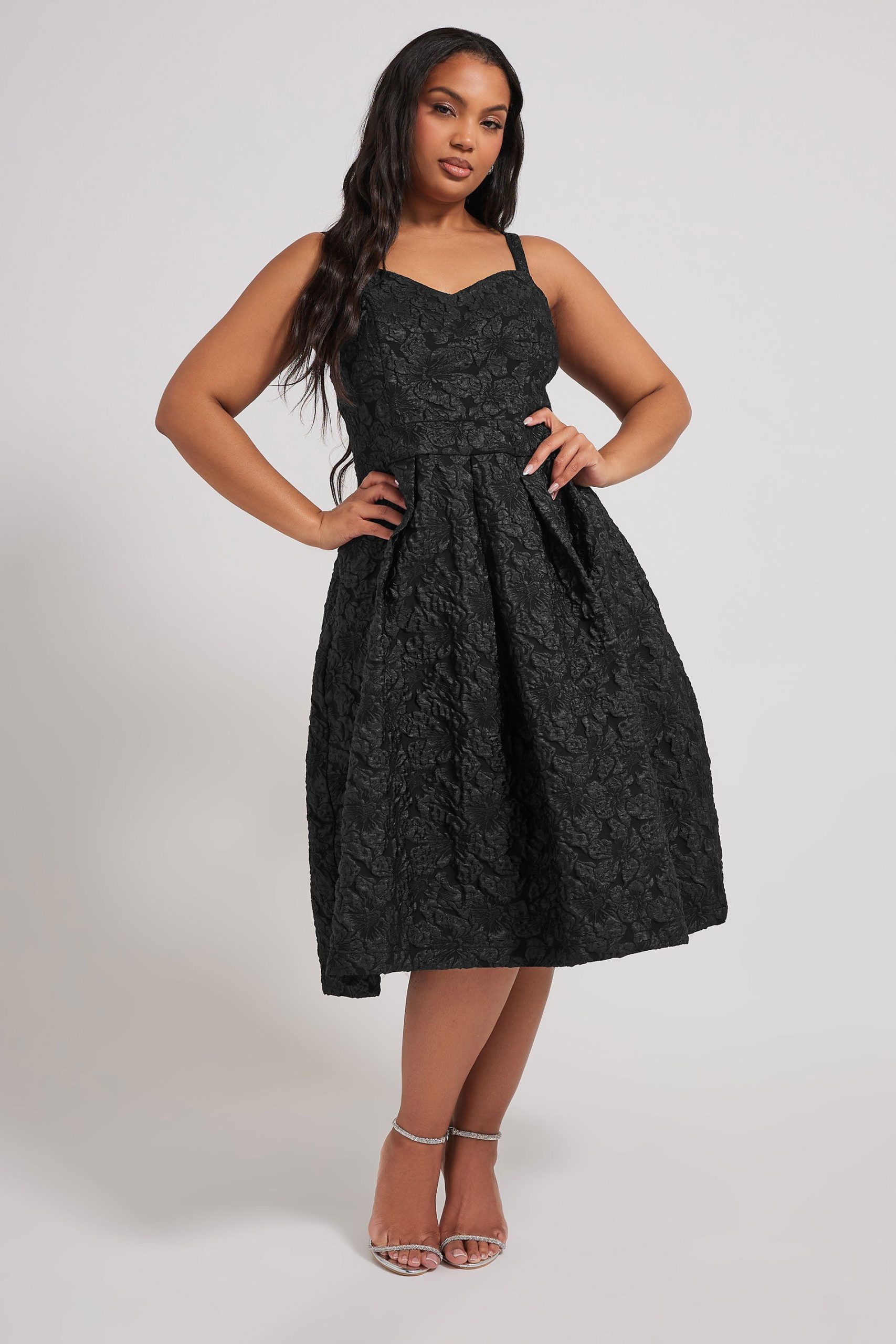 Floral Jacquard Sweetheart Prom Dress