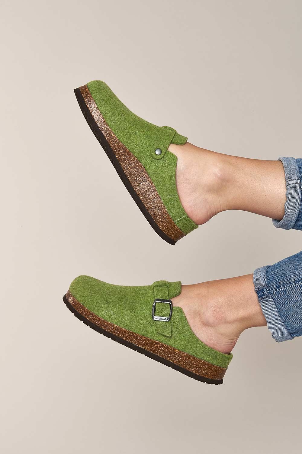 'Cecilia' Wool Felt Clog Mule Slippers
