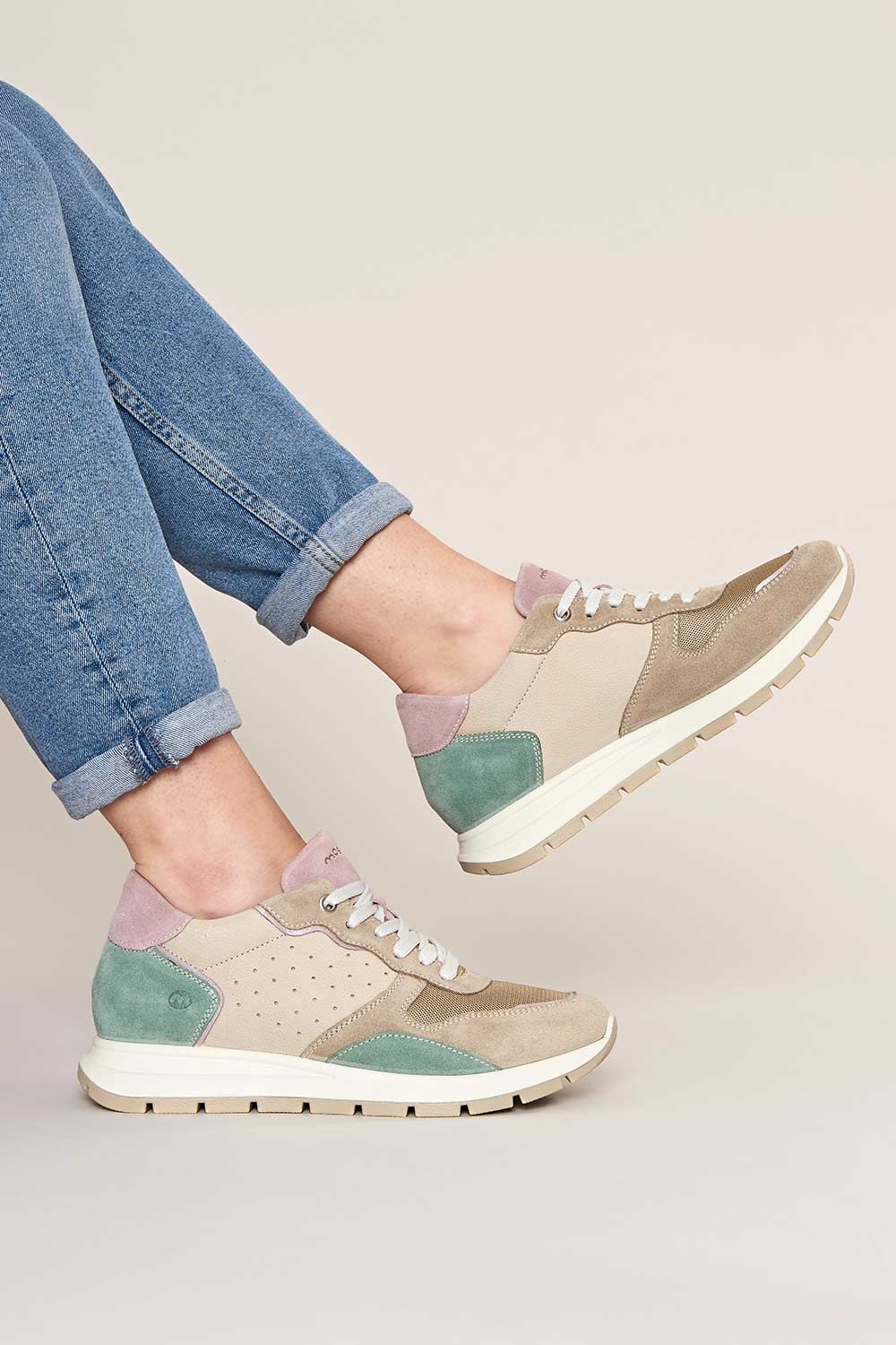 'Teresa' Lace Up Mesh Panel Trainers