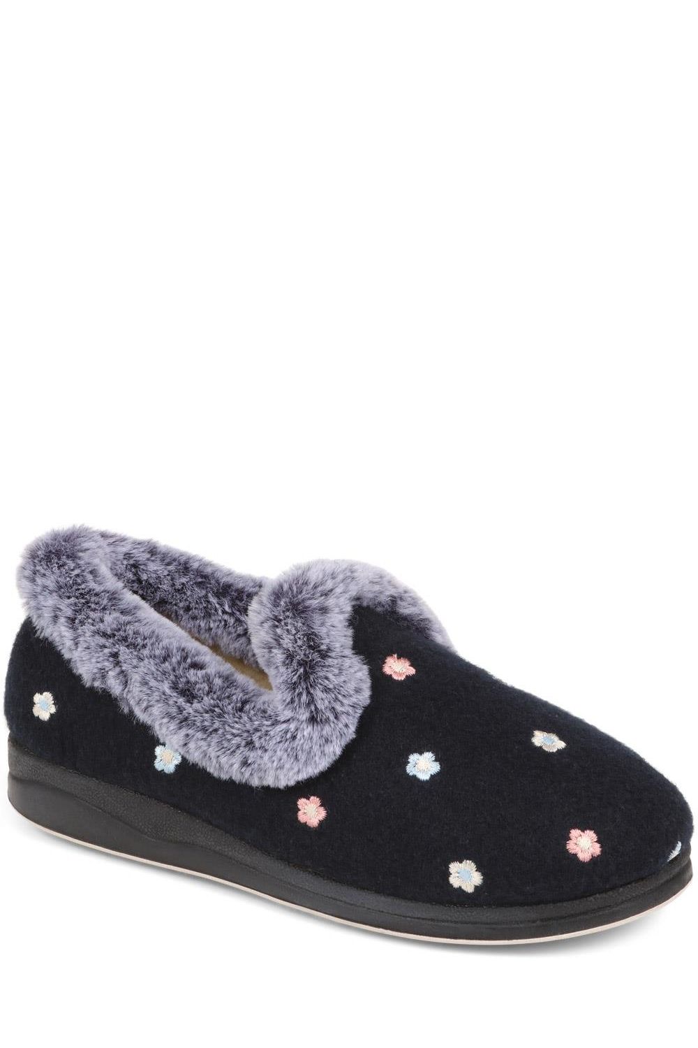 Floral Faux-Fur Slippers