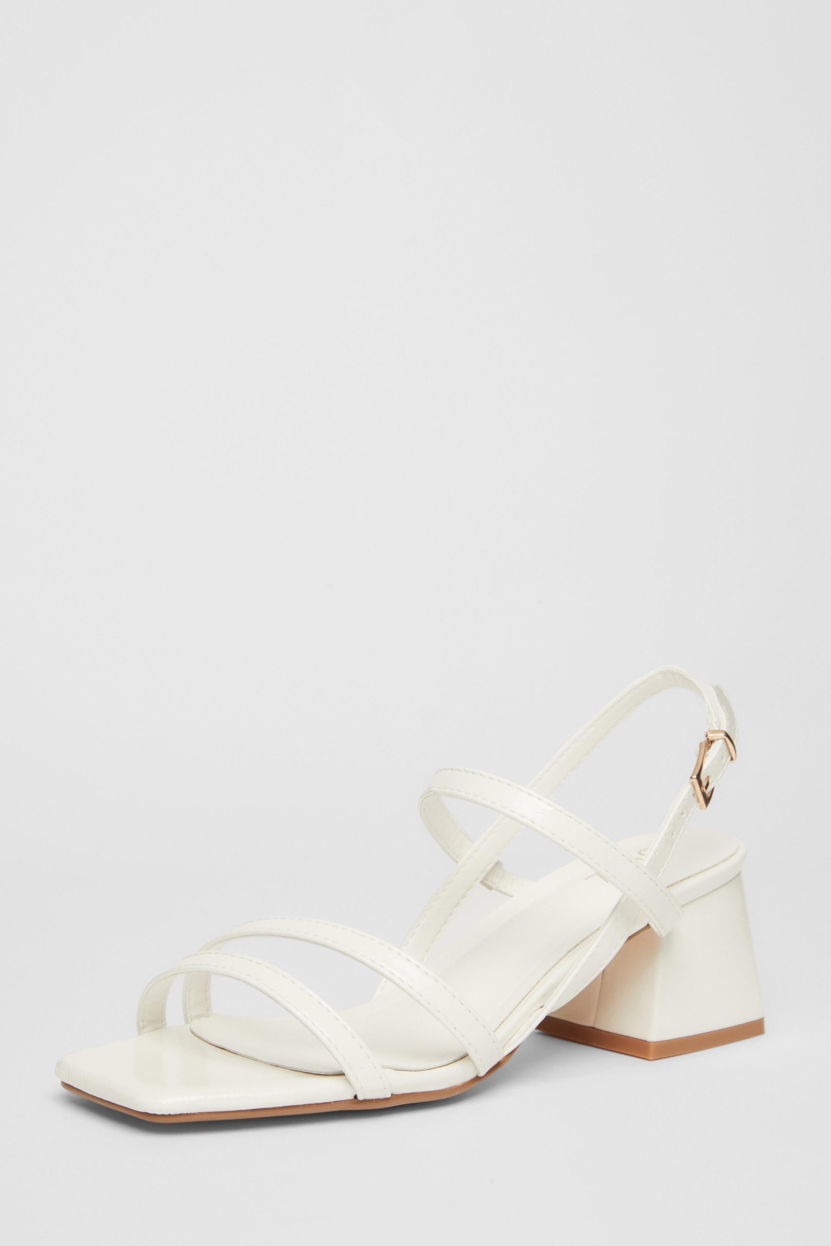 White Sling Back Heeled Sandals