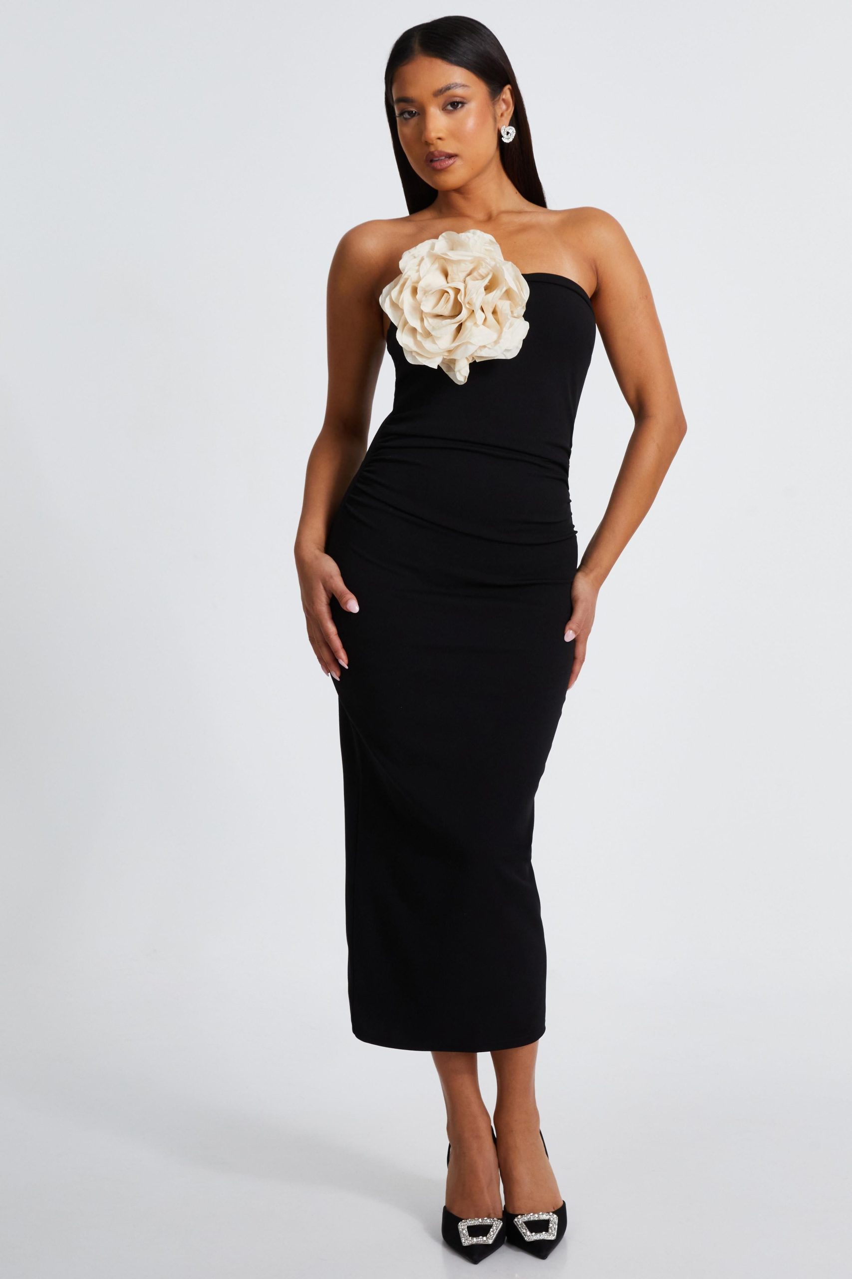 Black Petite Corsage Midaxi Dress