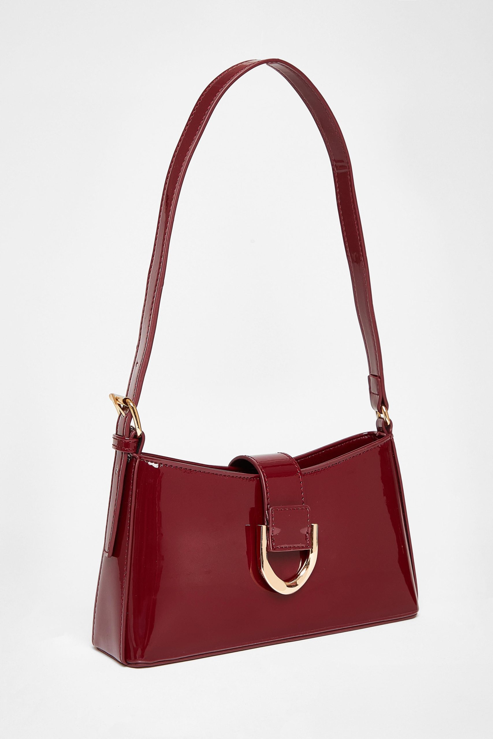 Red Buckle Detail Shoulder Bag