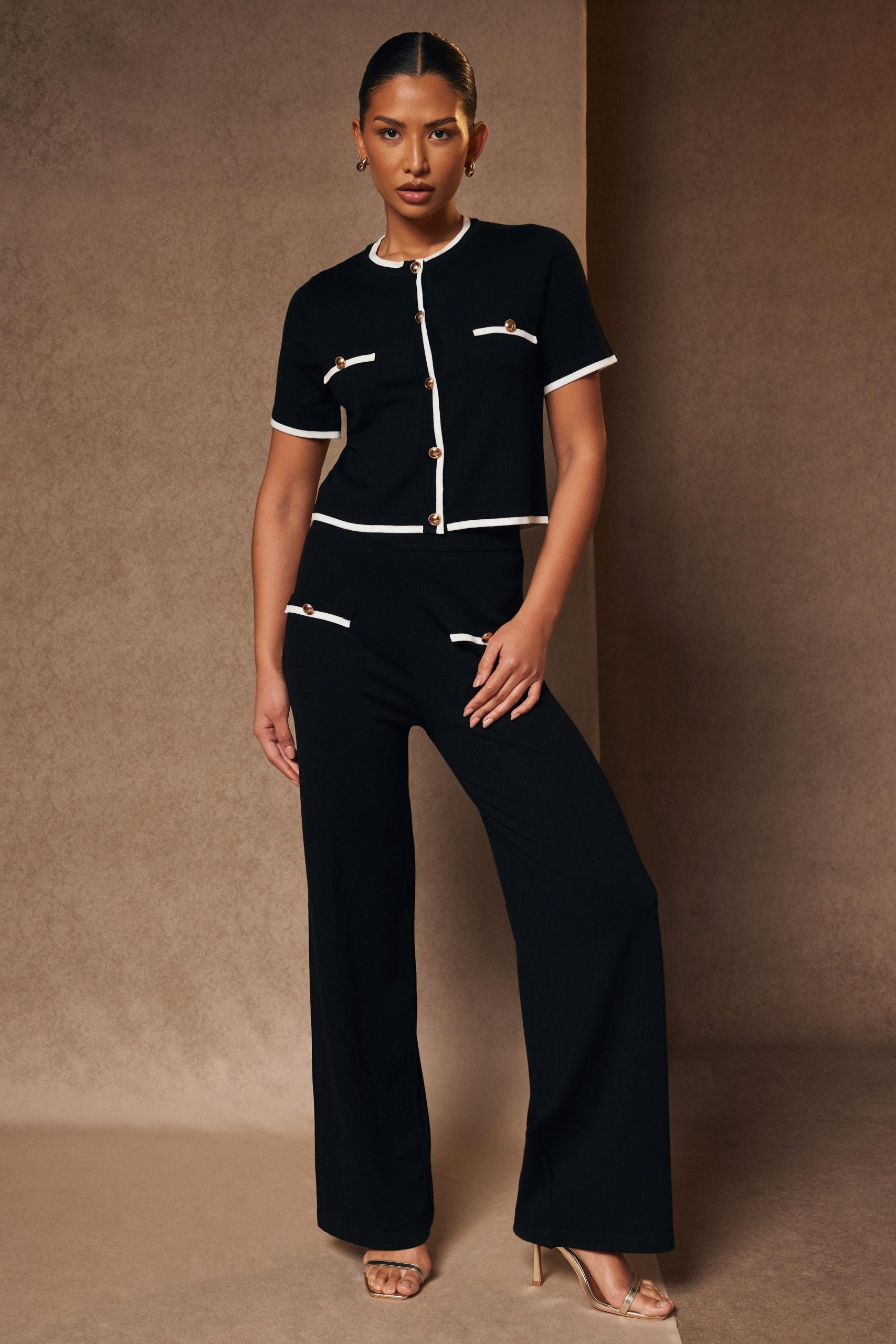 Black Knit Palazzo Trousers