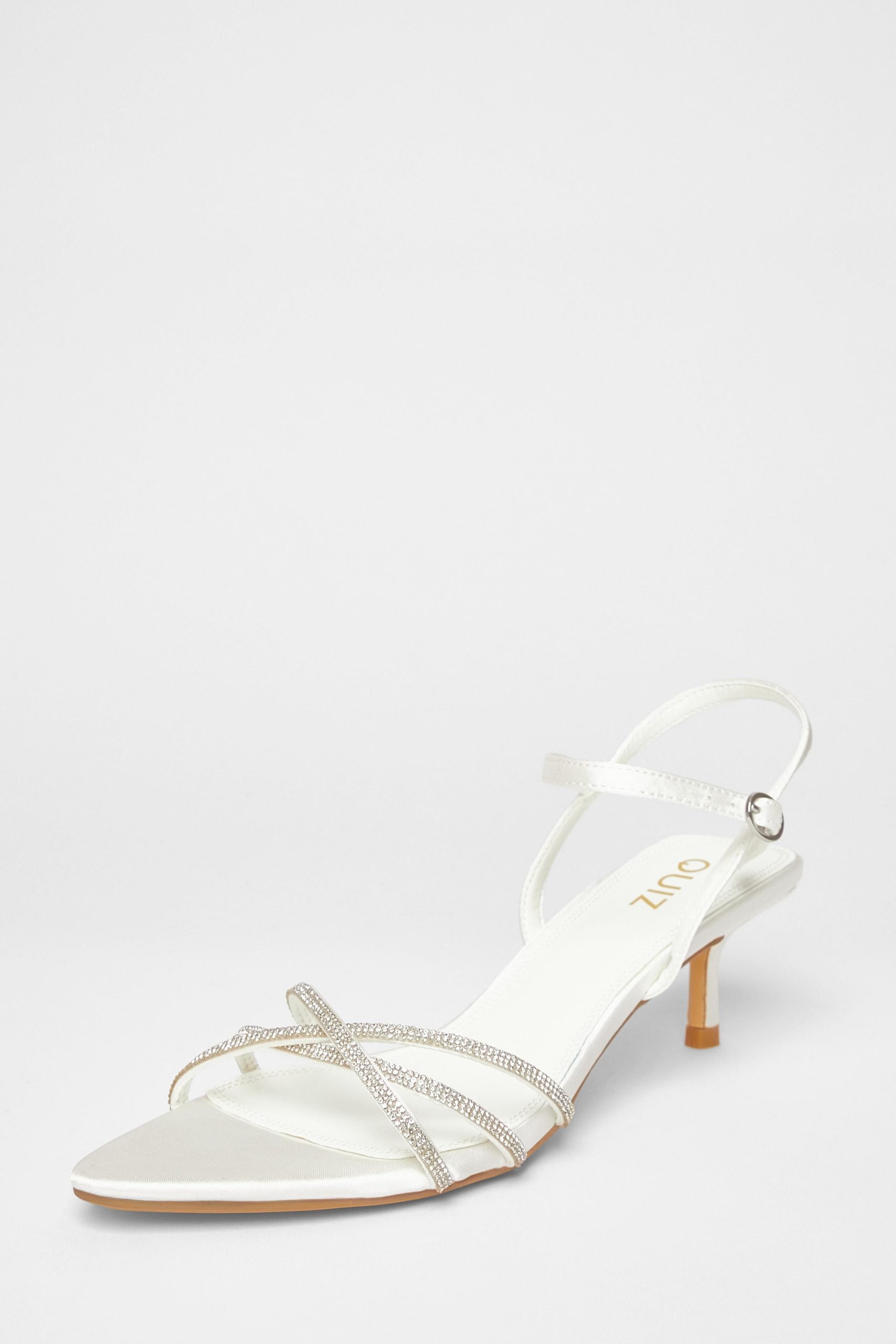 White Diamante Cross Strap Heels
