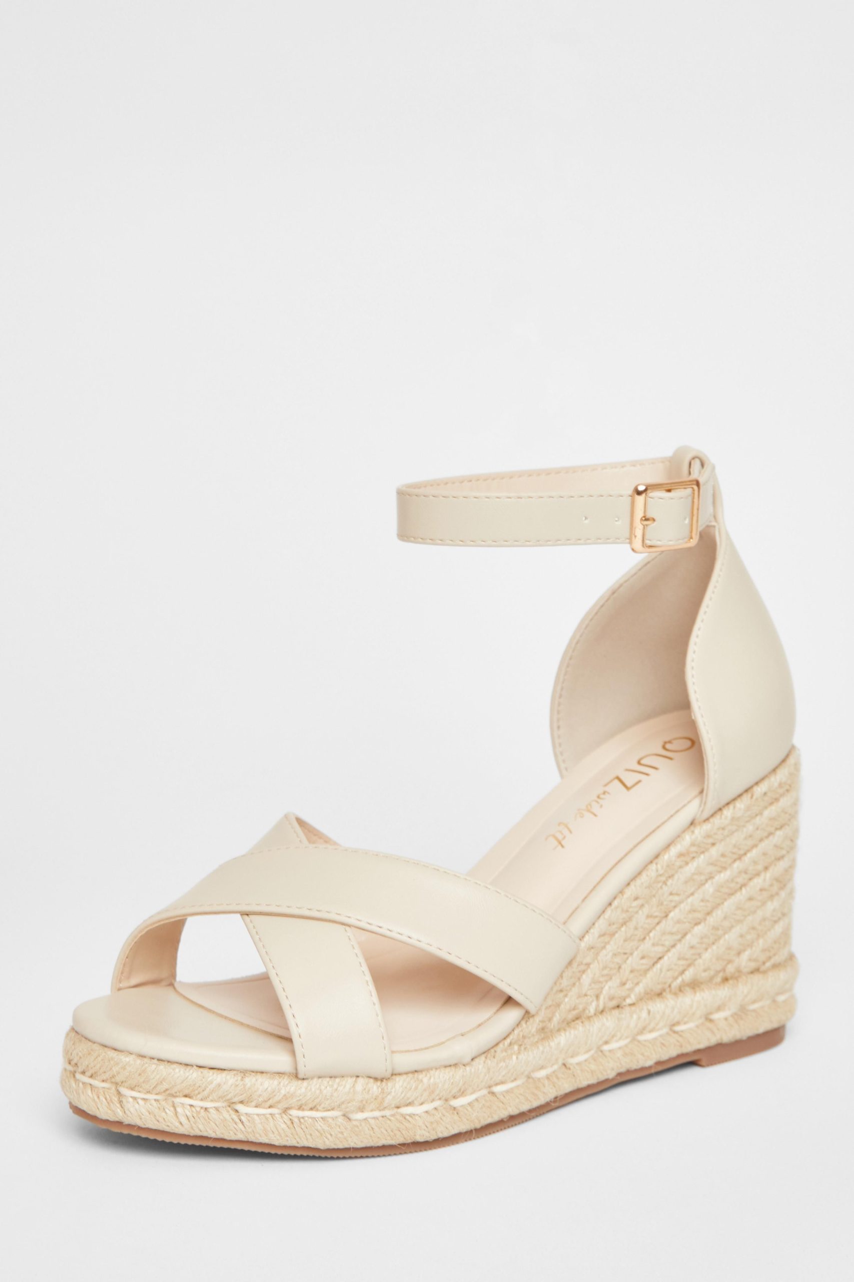 Nude Wide Fit Faux Leather Wedges