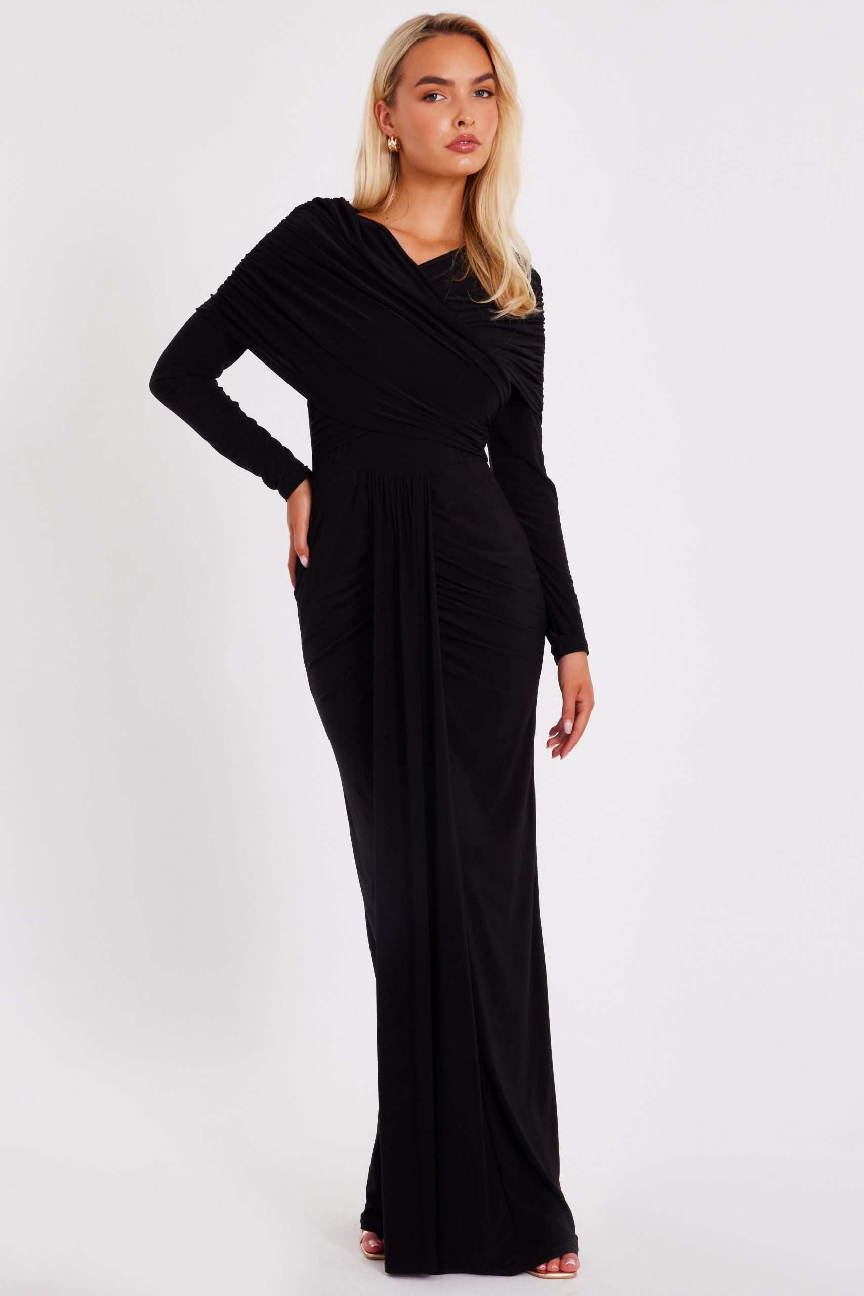 Black Draped Maxi Dress