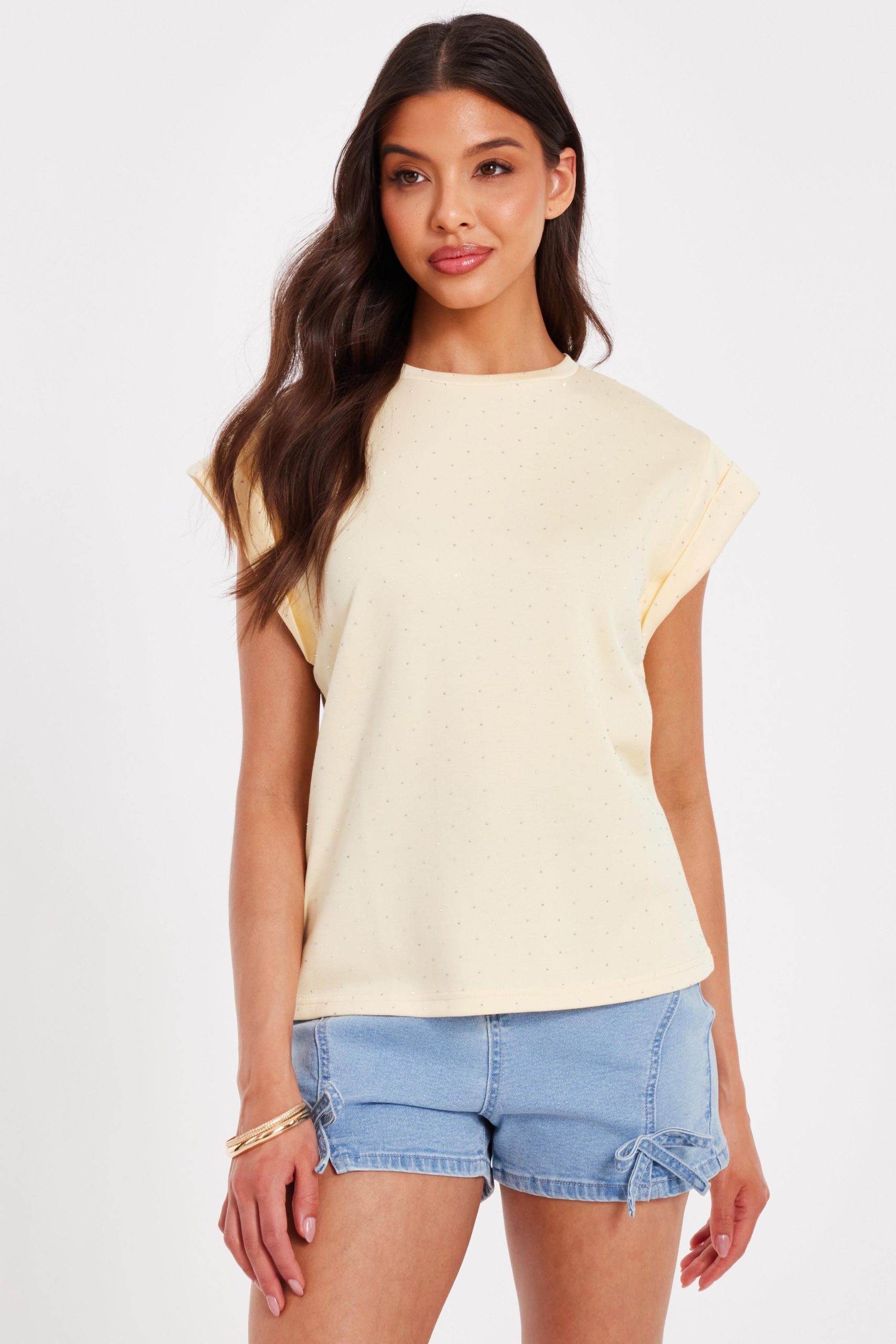 Yellow Stud Detail Top