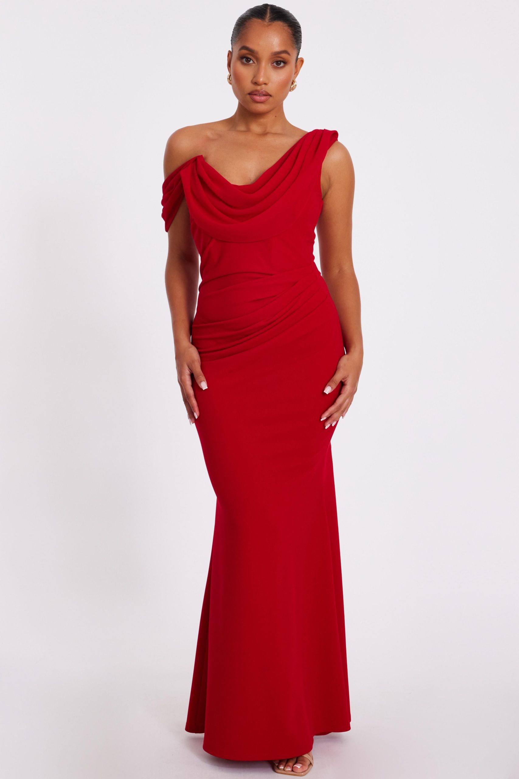 Red Petite Drop Sleeve Maxi Dress