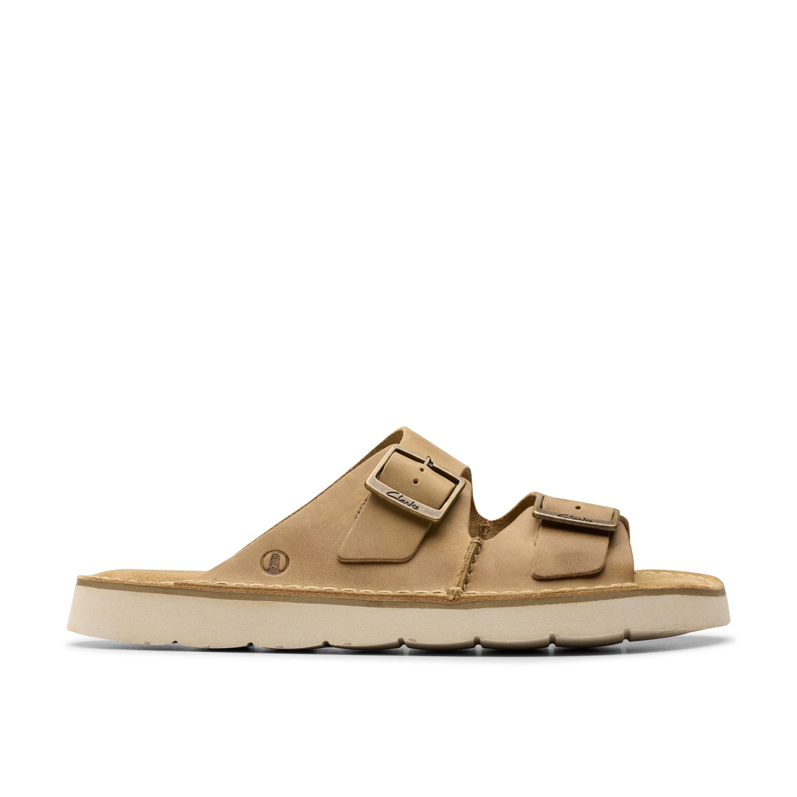Solsbury Strap Dark Sand Leather Flat Sandals