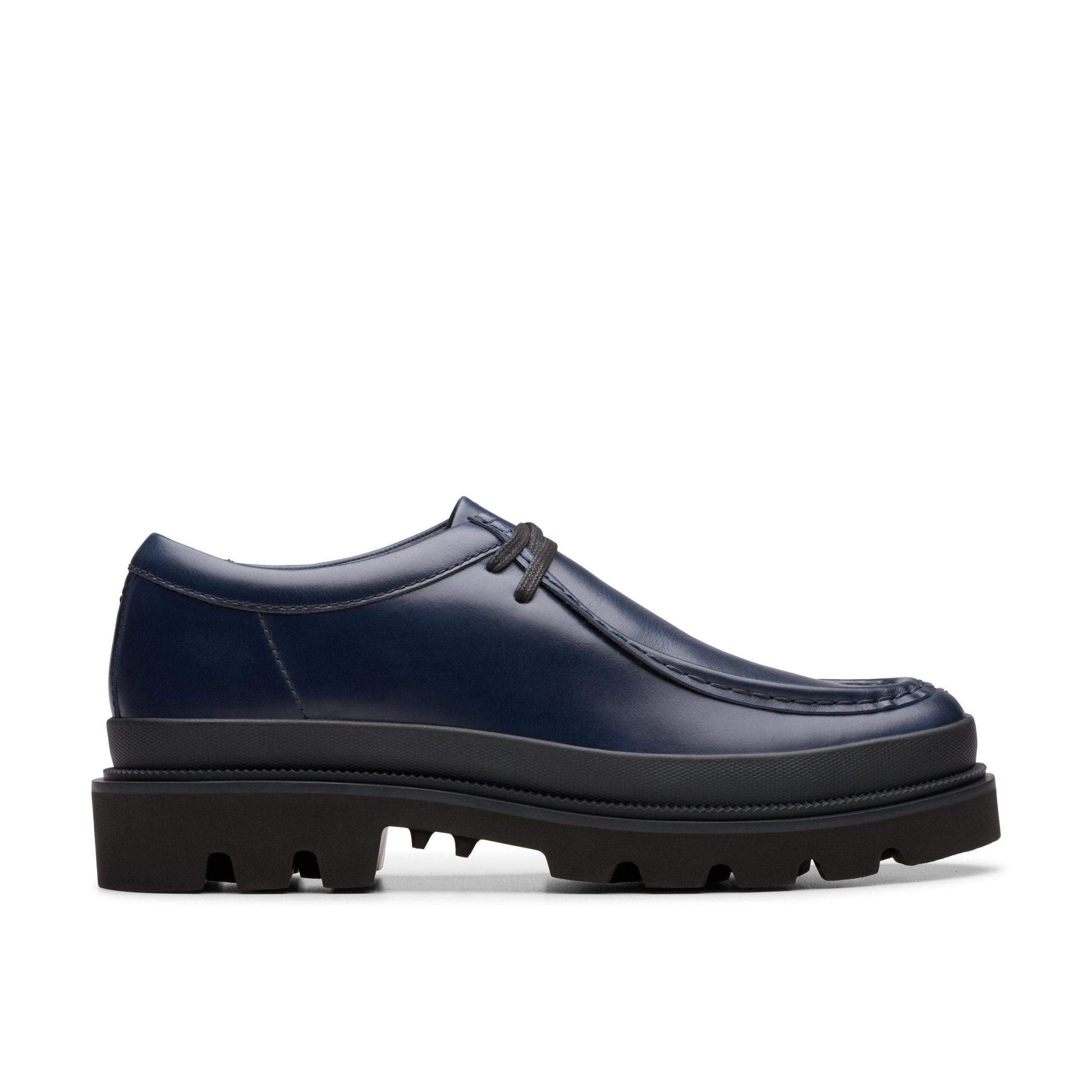 Badell Seam Navy Leather Moccasins
