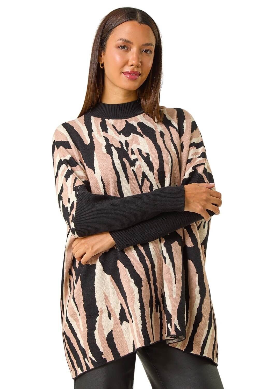 Abstract Animal Print Knitted Jumper