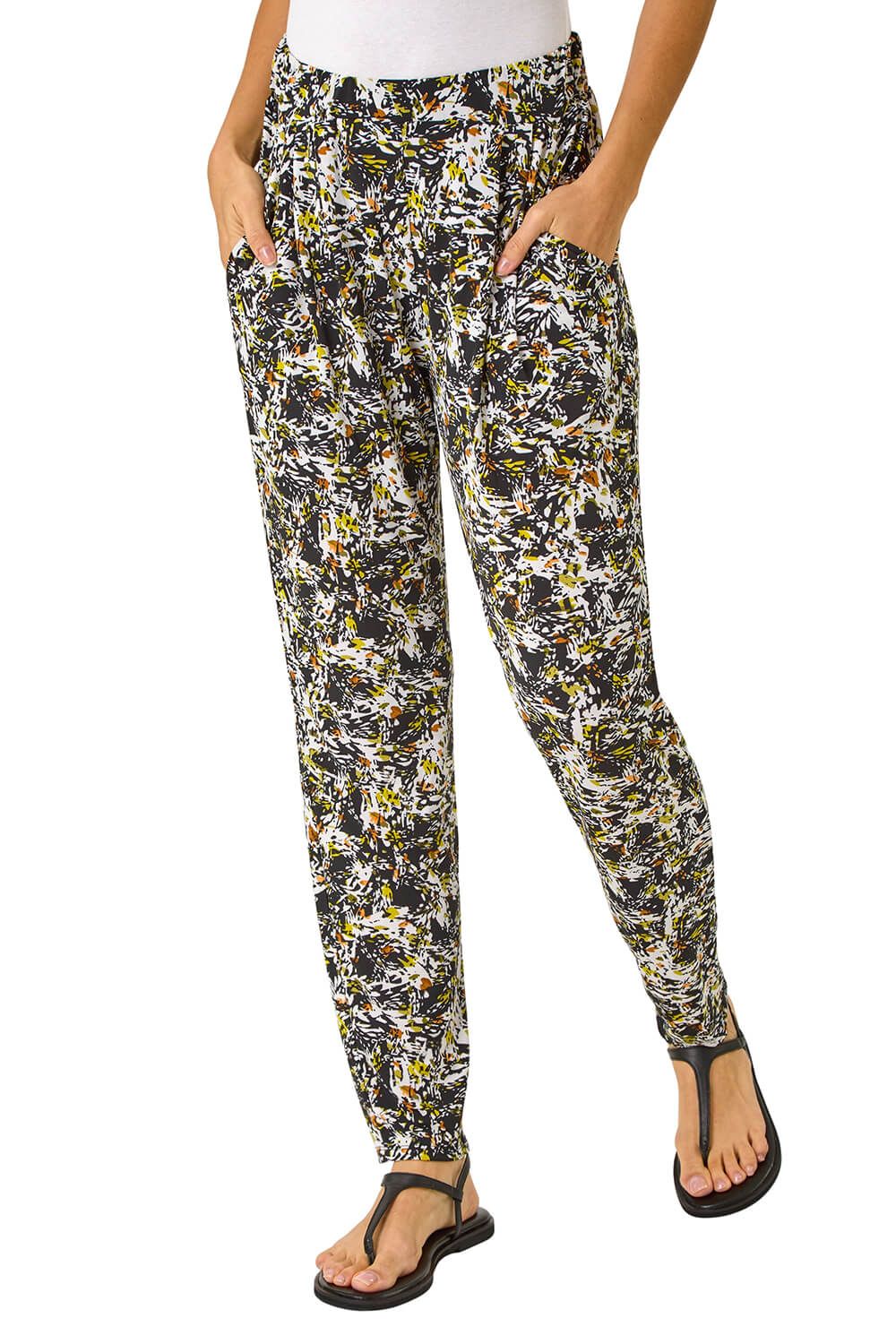 Abstract Print Harem Straight Trousers