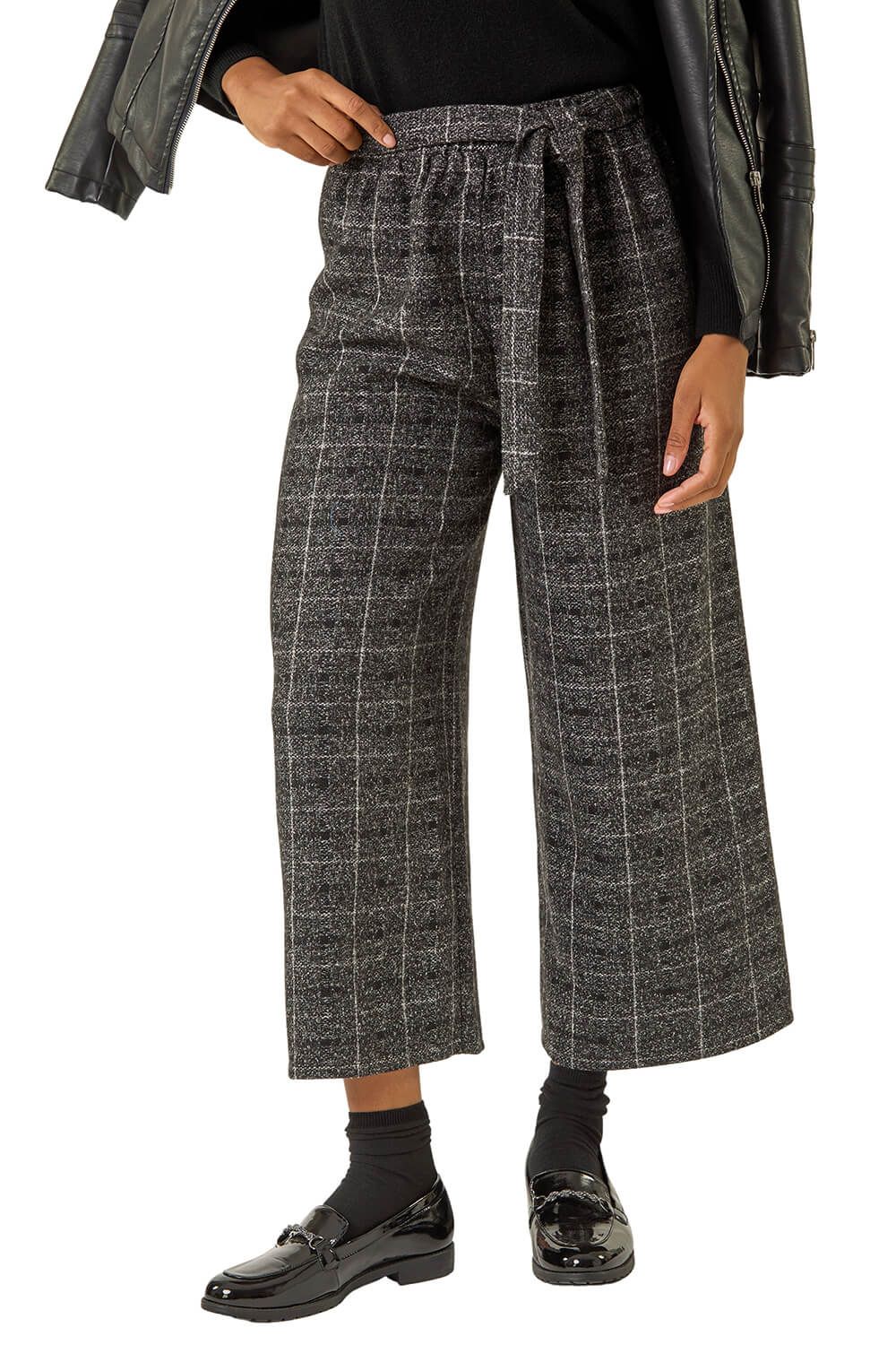 Belted Check Culotte Trousers