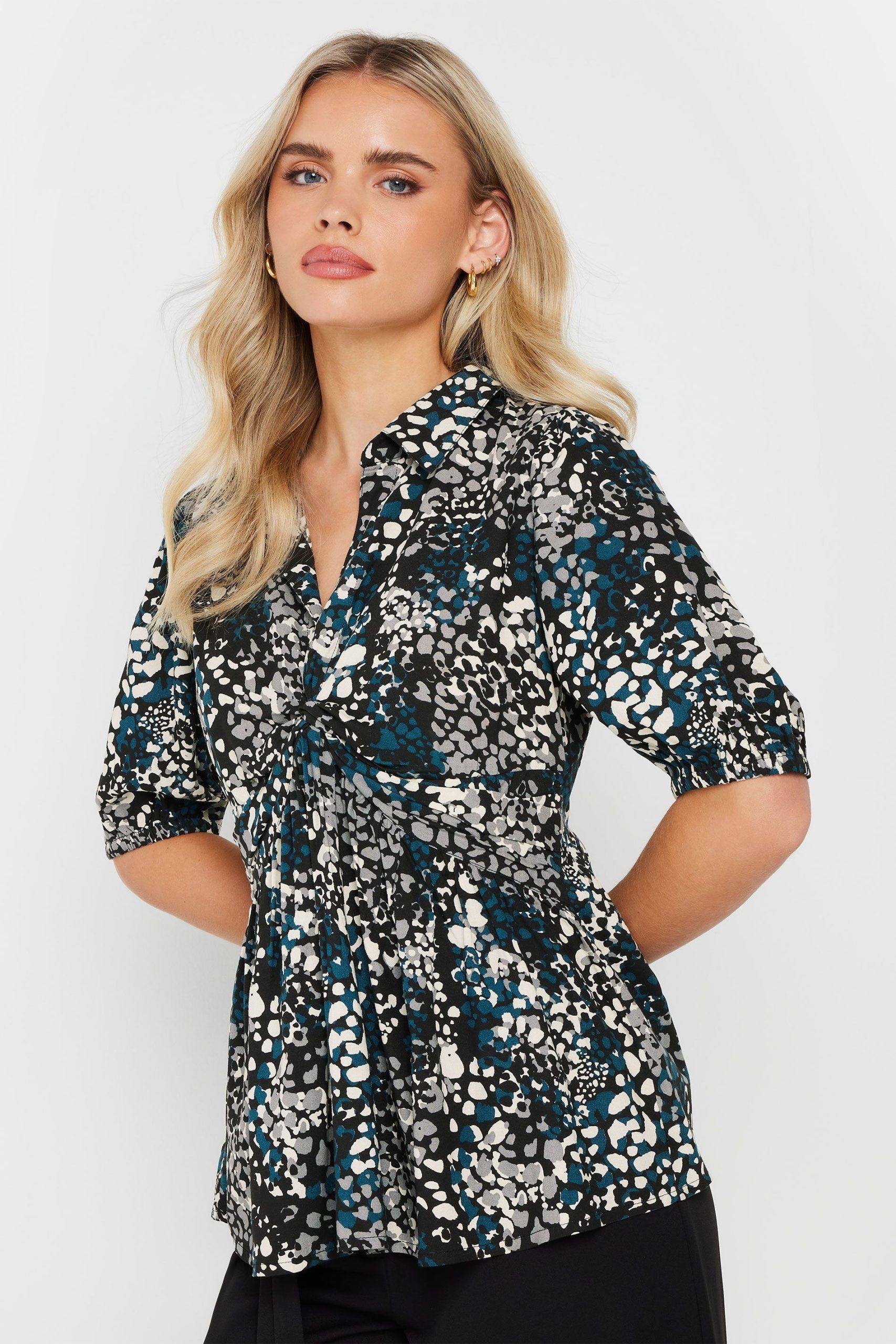 Petite Woven Abstract Top