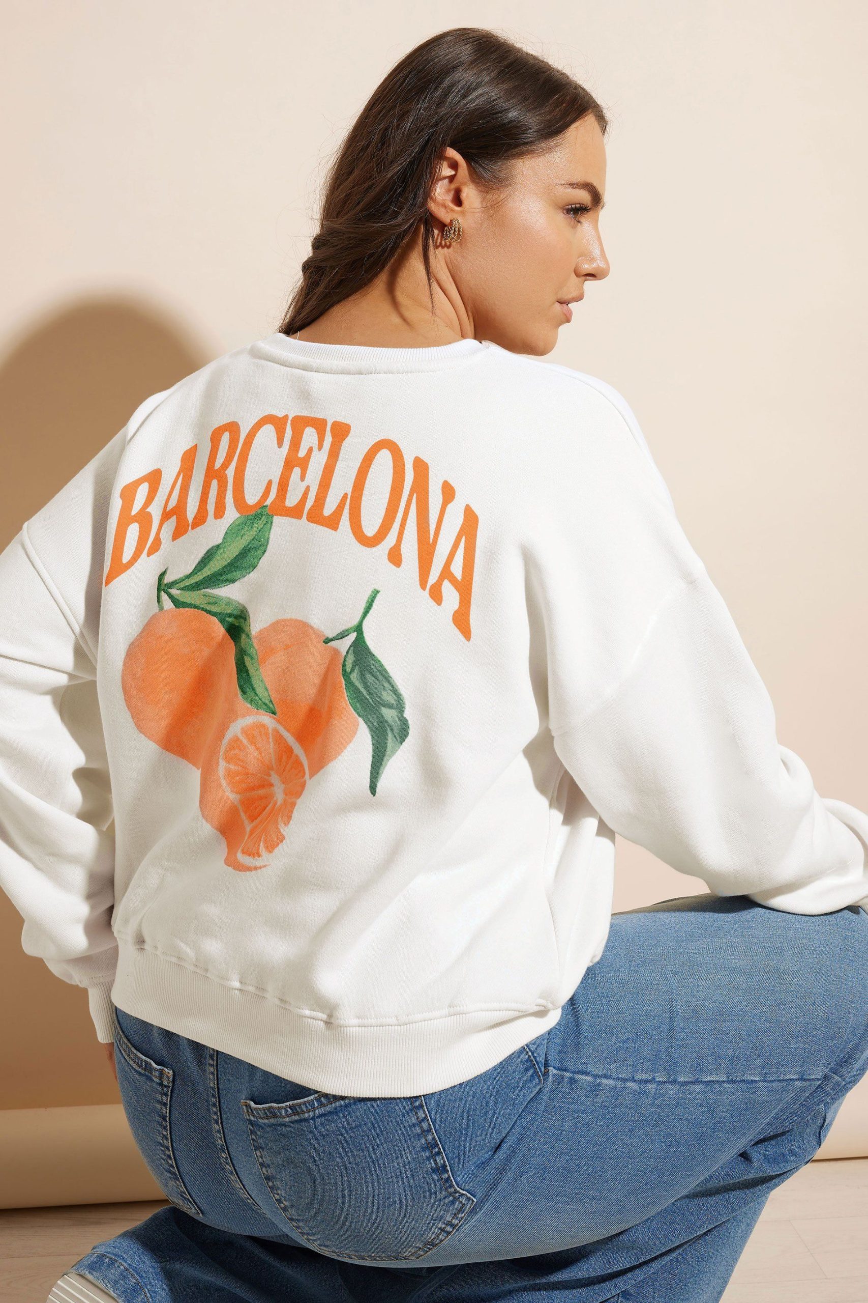 'Barcelona' Orange Back Print Sweatshirt
