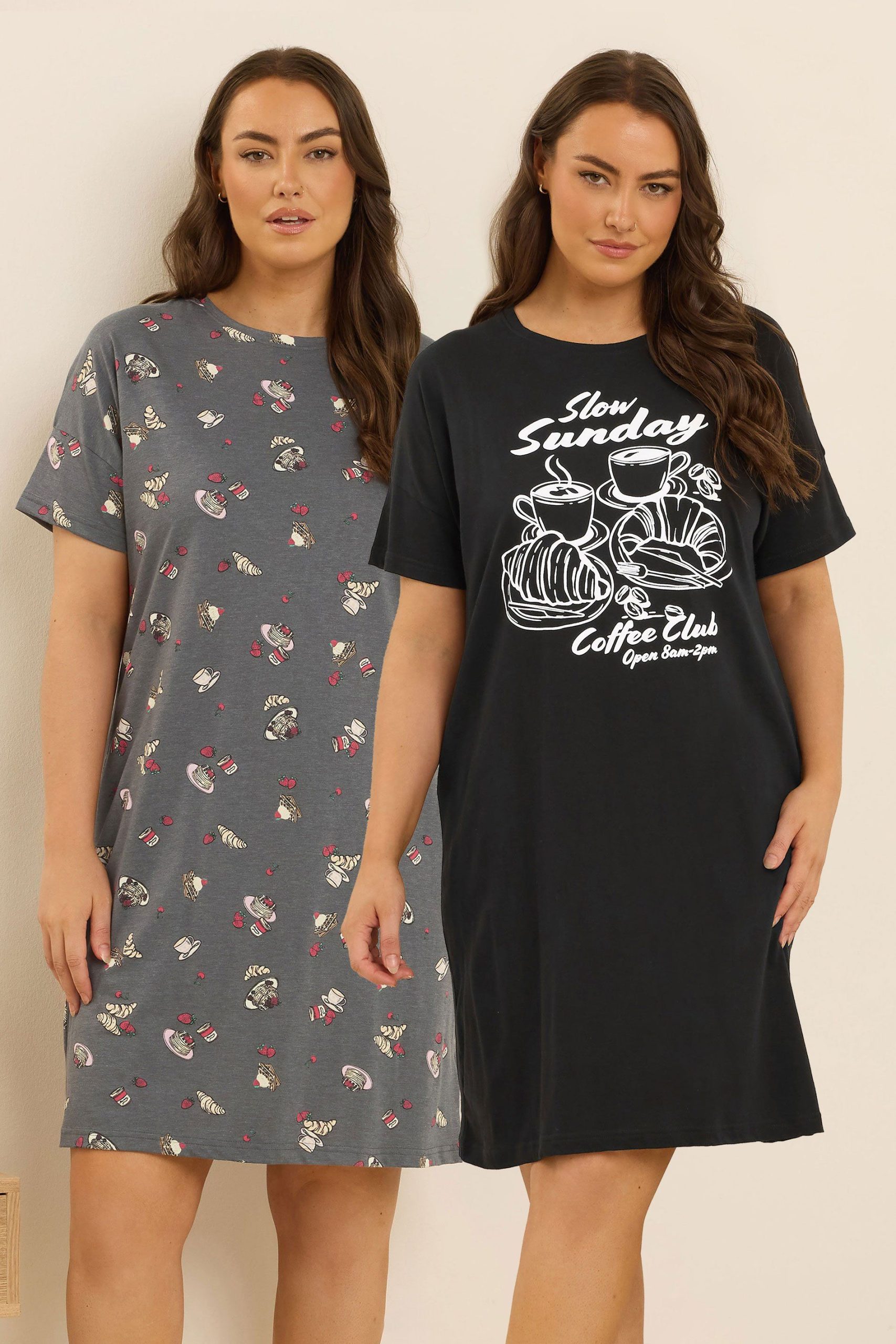 2 Pack 'Coffee Club' Sleep Tee Nightdresses