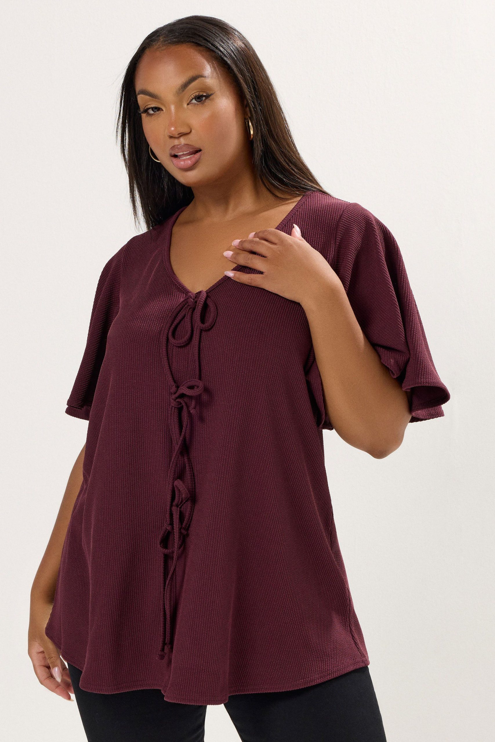 Bow Tie Front Ribbed Top