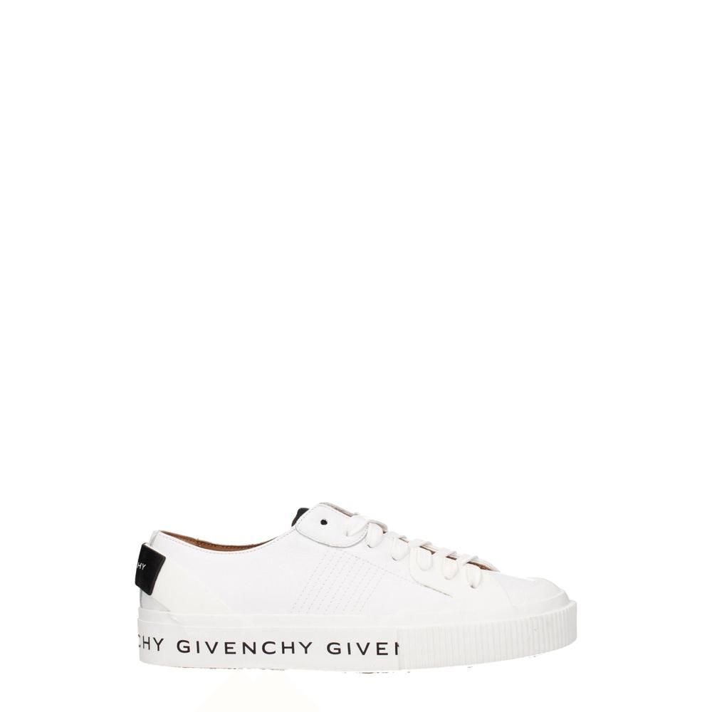 Leather Lace-Up Sneakers with Logo Detailing- White