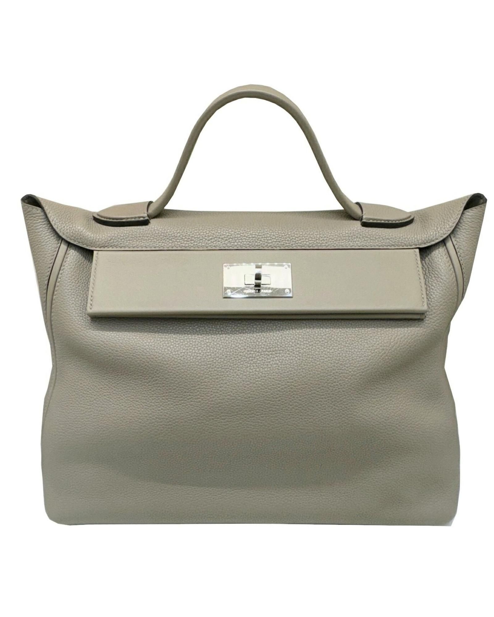 Preloved Haut Courroies Togo Leather Handbag Wo - Beige