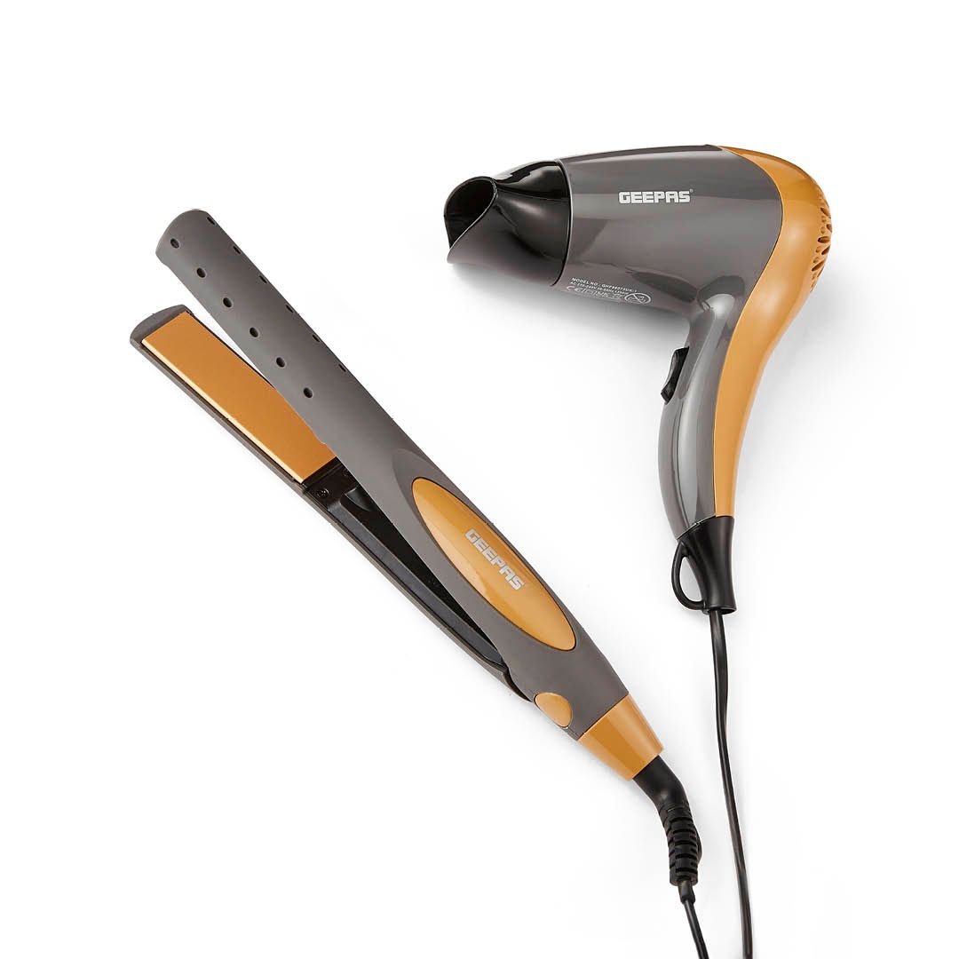 2-in-1 Travel Hair Dryer & Hair Straightener Combo Set 2 Speed & 2 Heat