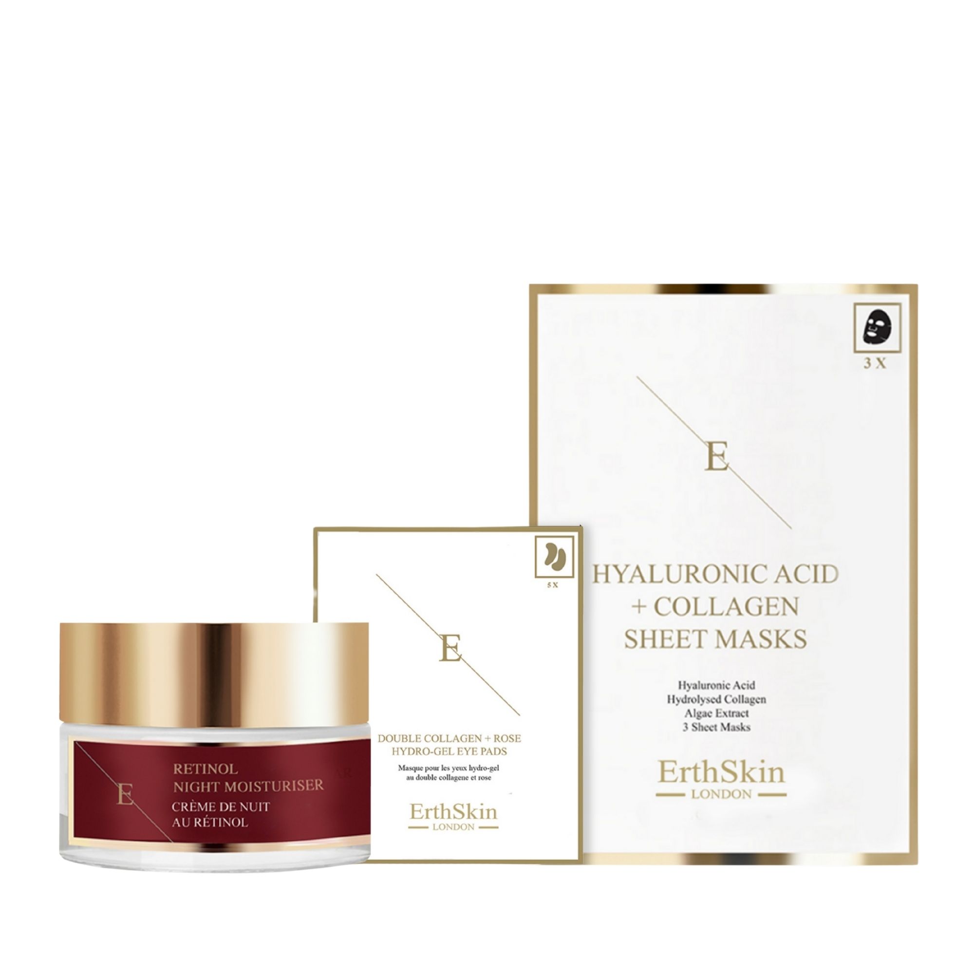 Anti-Aging Night Trio: Retinol, Collagen Sheet Mask & Rose Pads