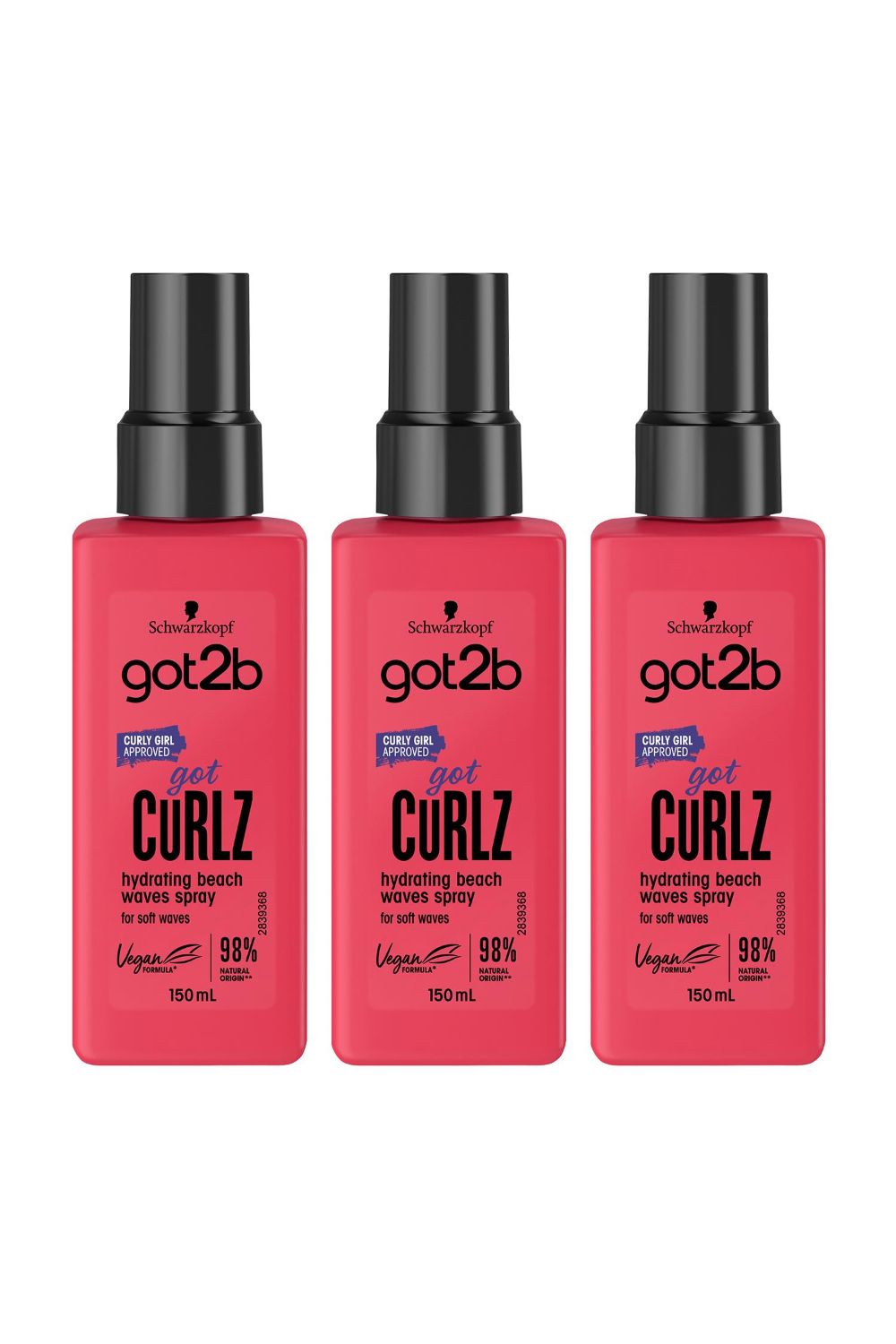 Got Curlz Hydrating Beach Curly Waves 'Hair Spray', 3x150ml