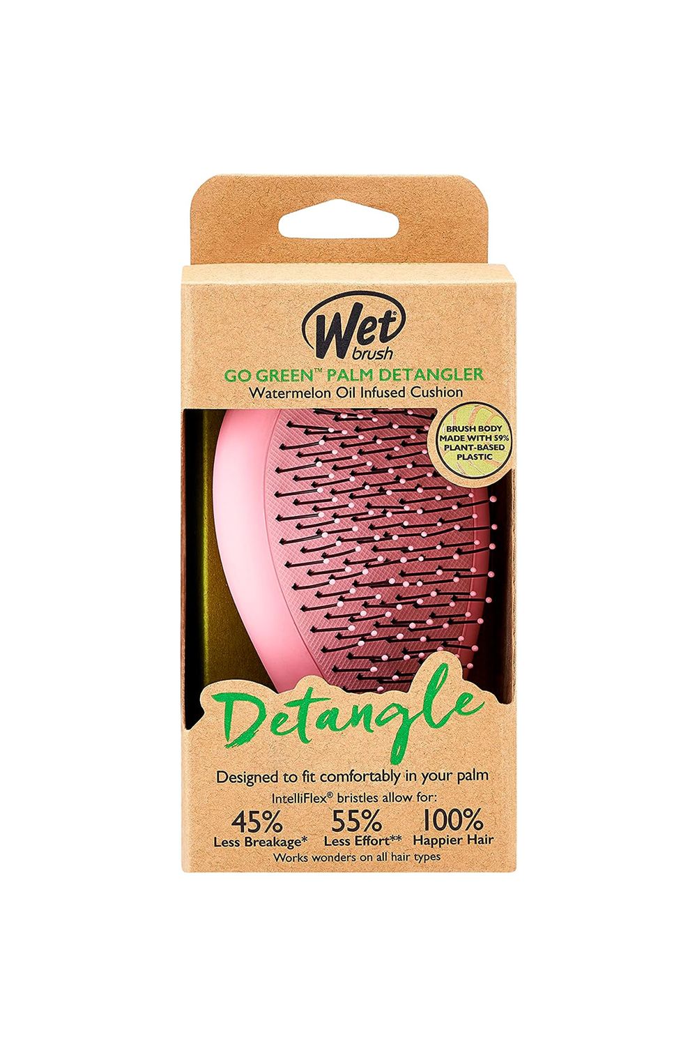 Go Green Palm Detangler Hairbrush, Watermelon