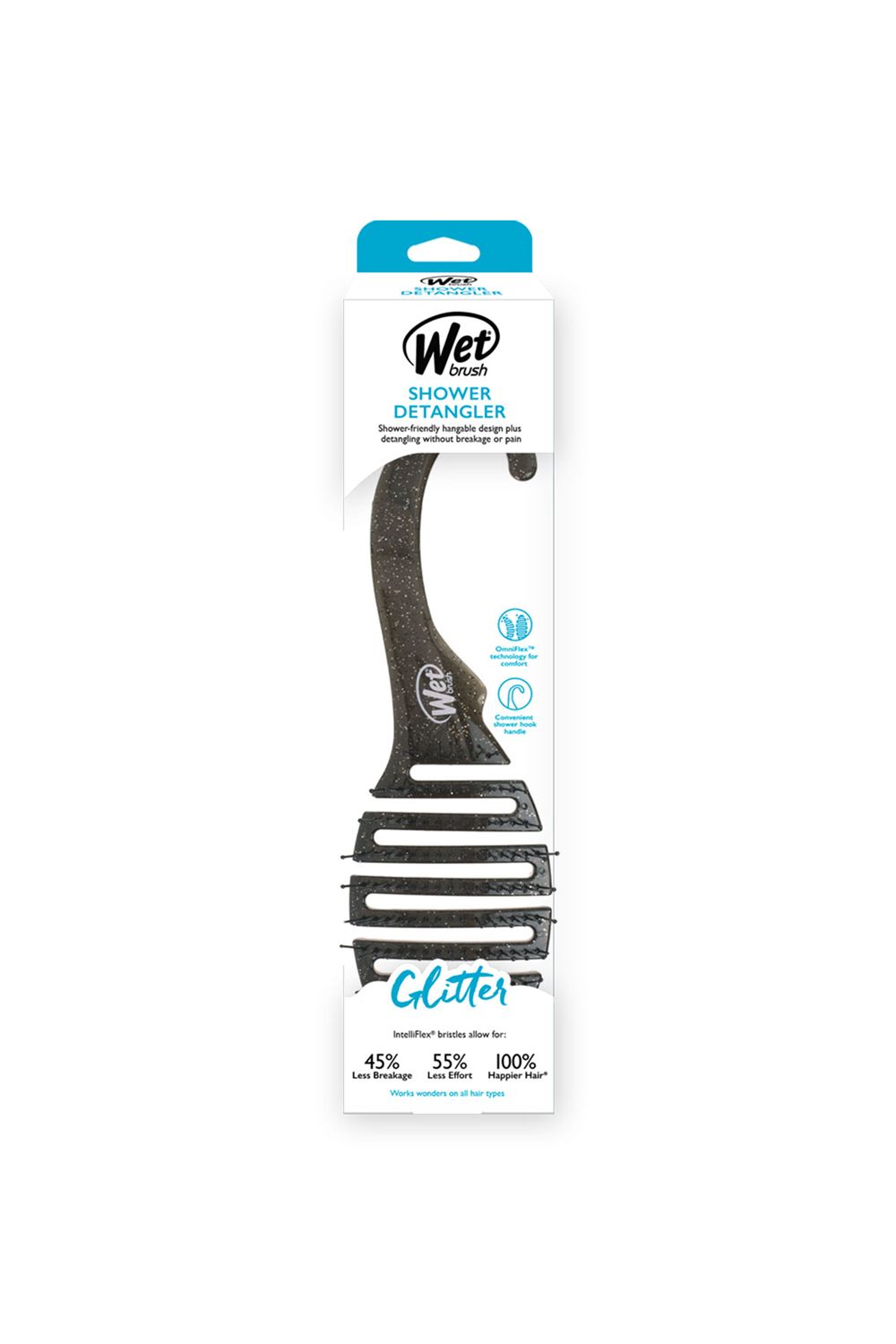 Glitter Shower Detangler Hairbrush, Black