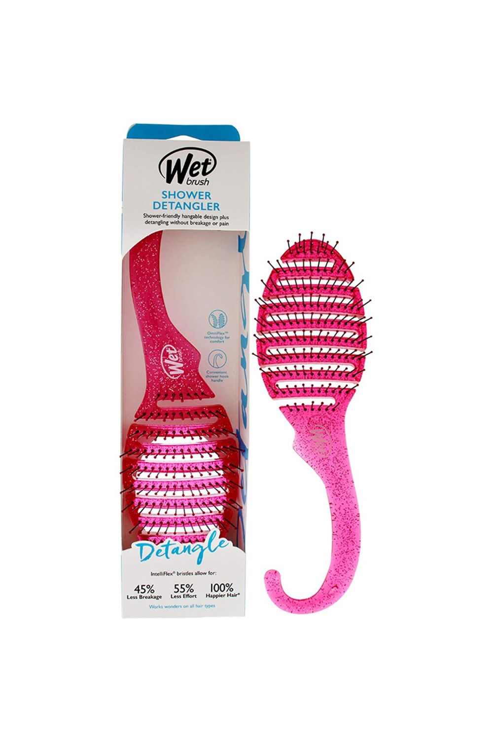 Glitter Shower Detangler Hairbrush, Pink