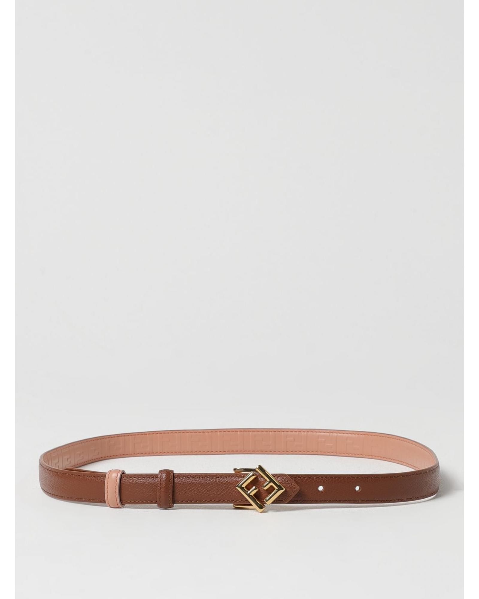 Leather Belt with Embossed Logo Wo - Blush Pink