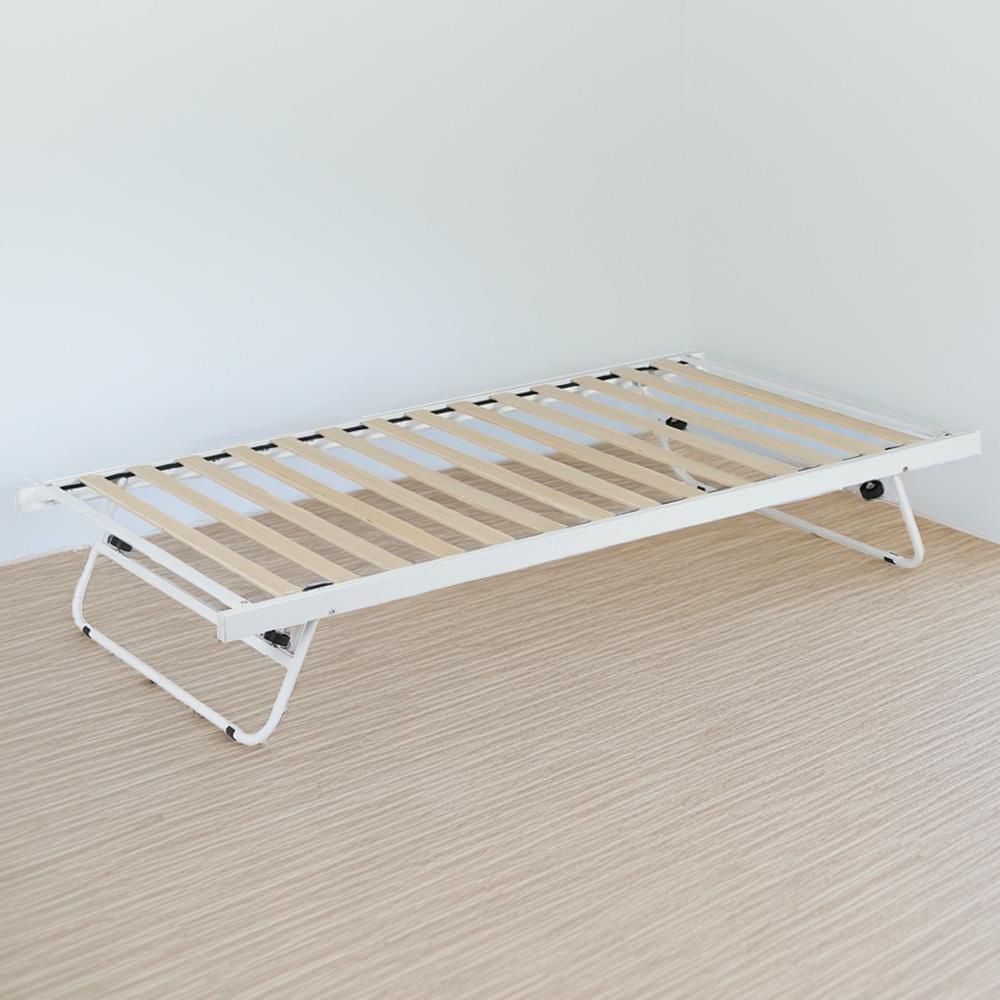 Daybed Trundle Frame Metal 3ft Single with 1 Mattress Day Bed Guest Room Bedroom Living Room