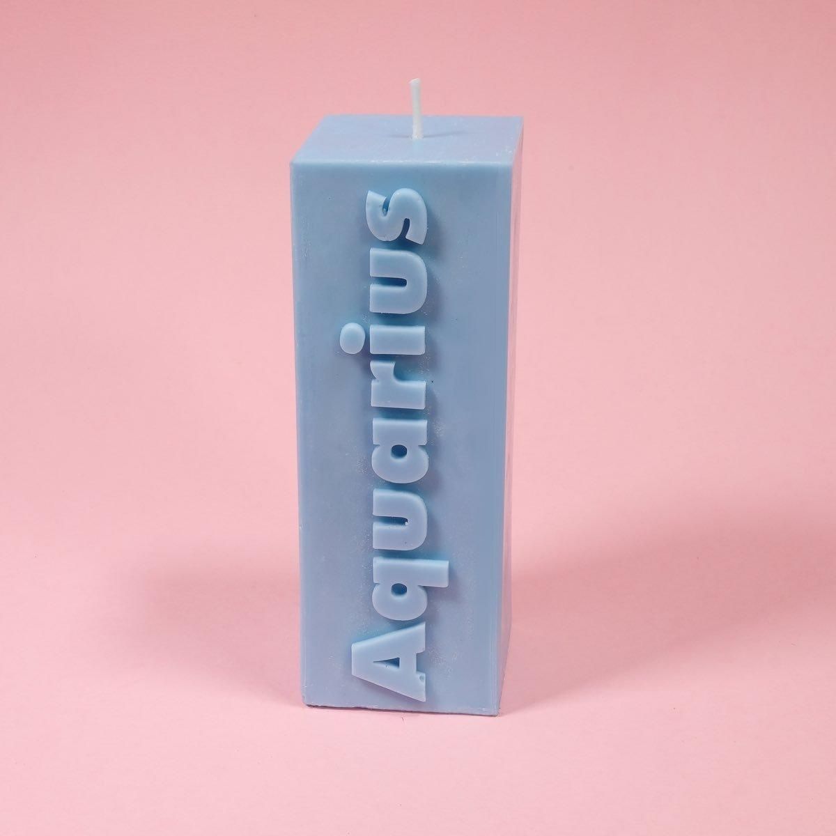 Aquarius Zodiac Block Pillar Candle
