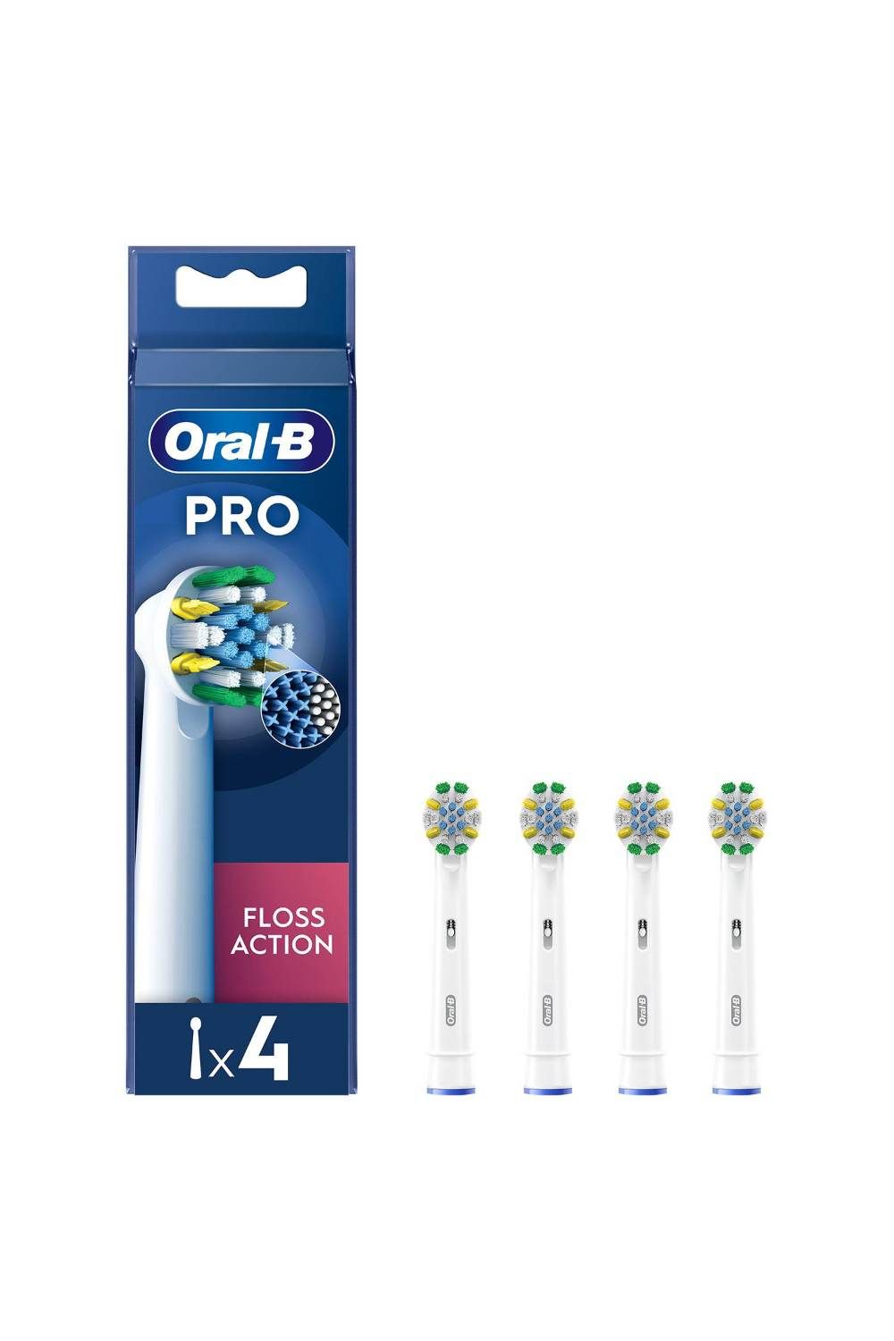 Floss Action White X-Filaments 'Toothbrush Replacement Heads', Pk of 4